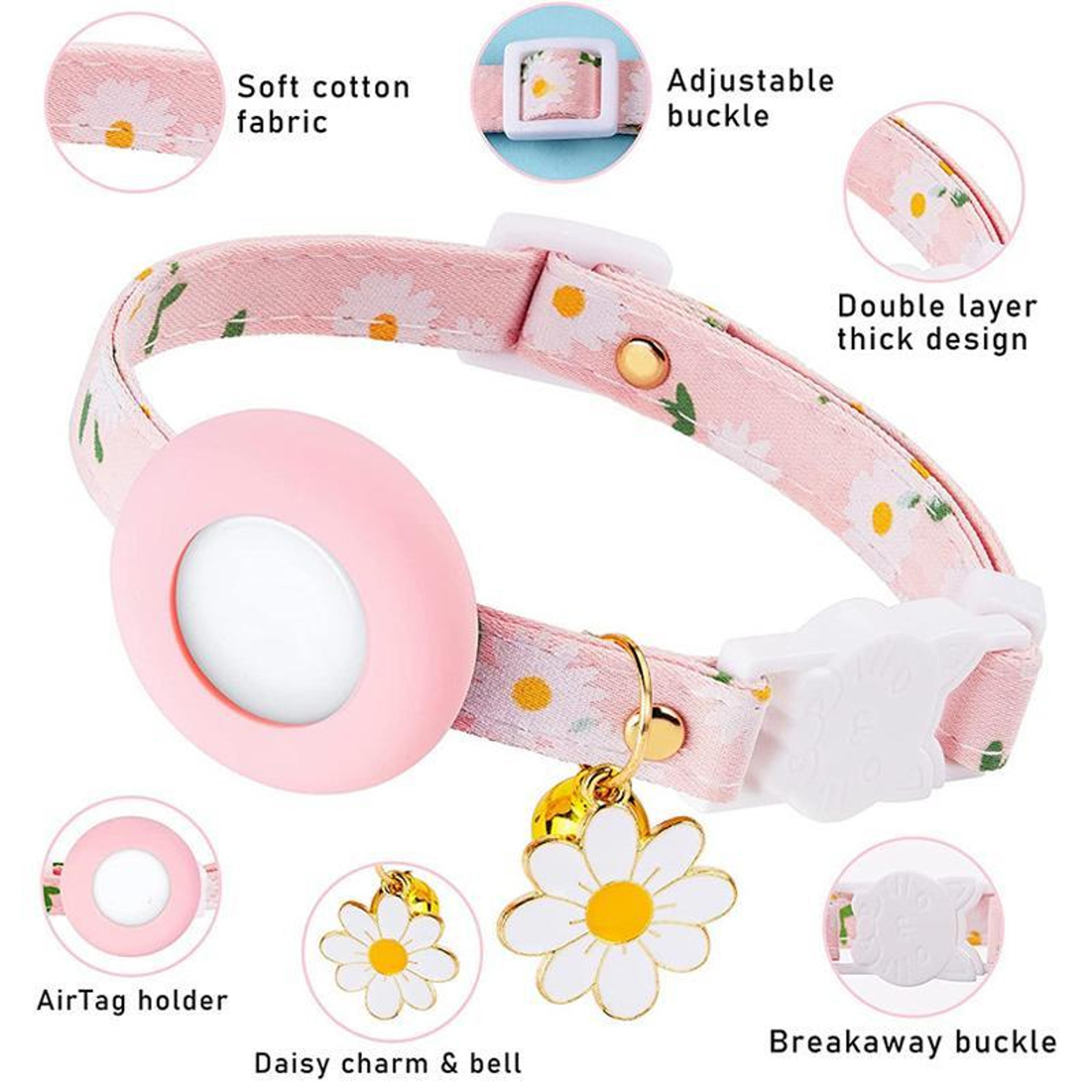 Daisy AirTag Dog  Cat Collar With Secure Tracker Holder And Bell 4