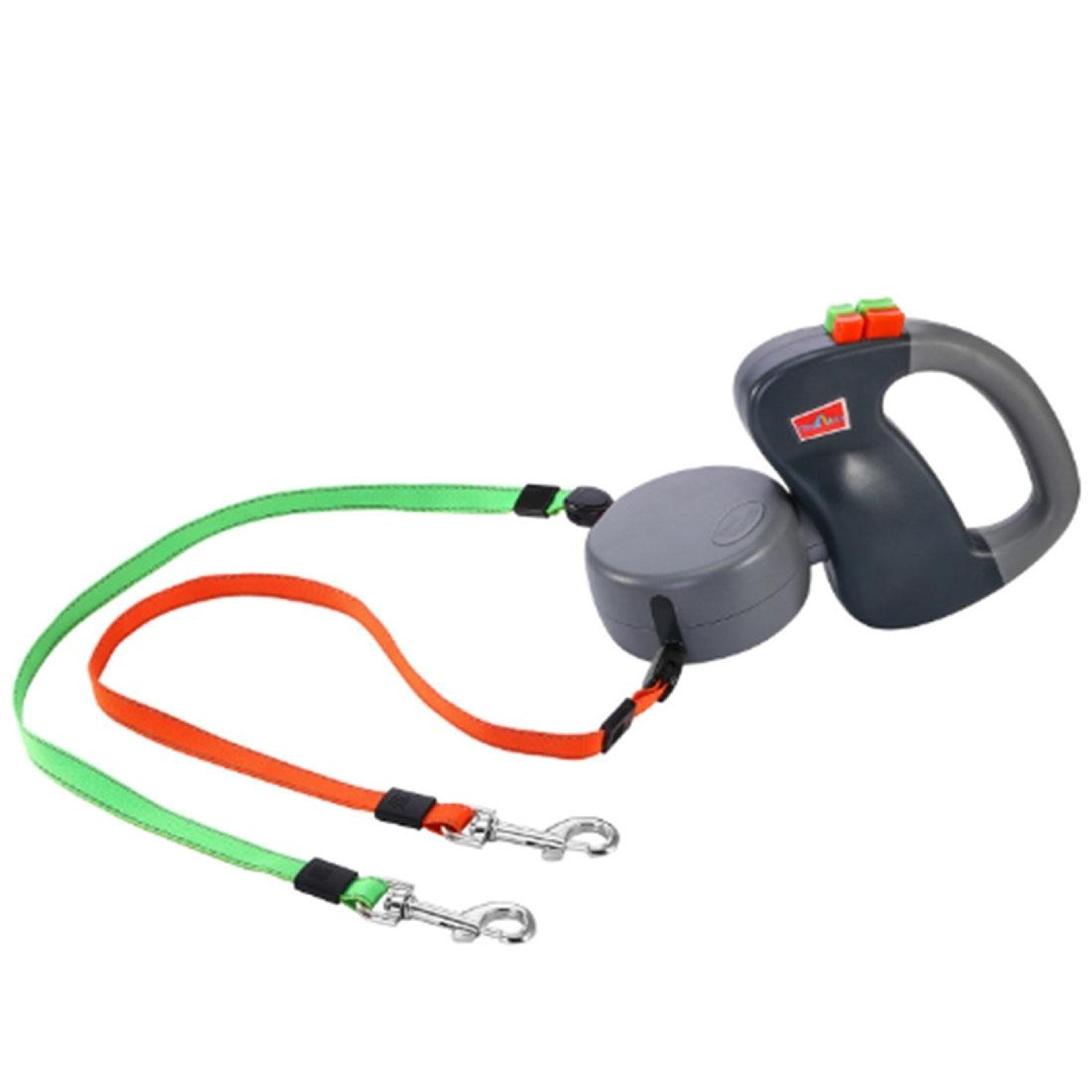 Dual Dog Retractable Leash With Auto Lock  Comfortable Grip For Walking Two Pets 1