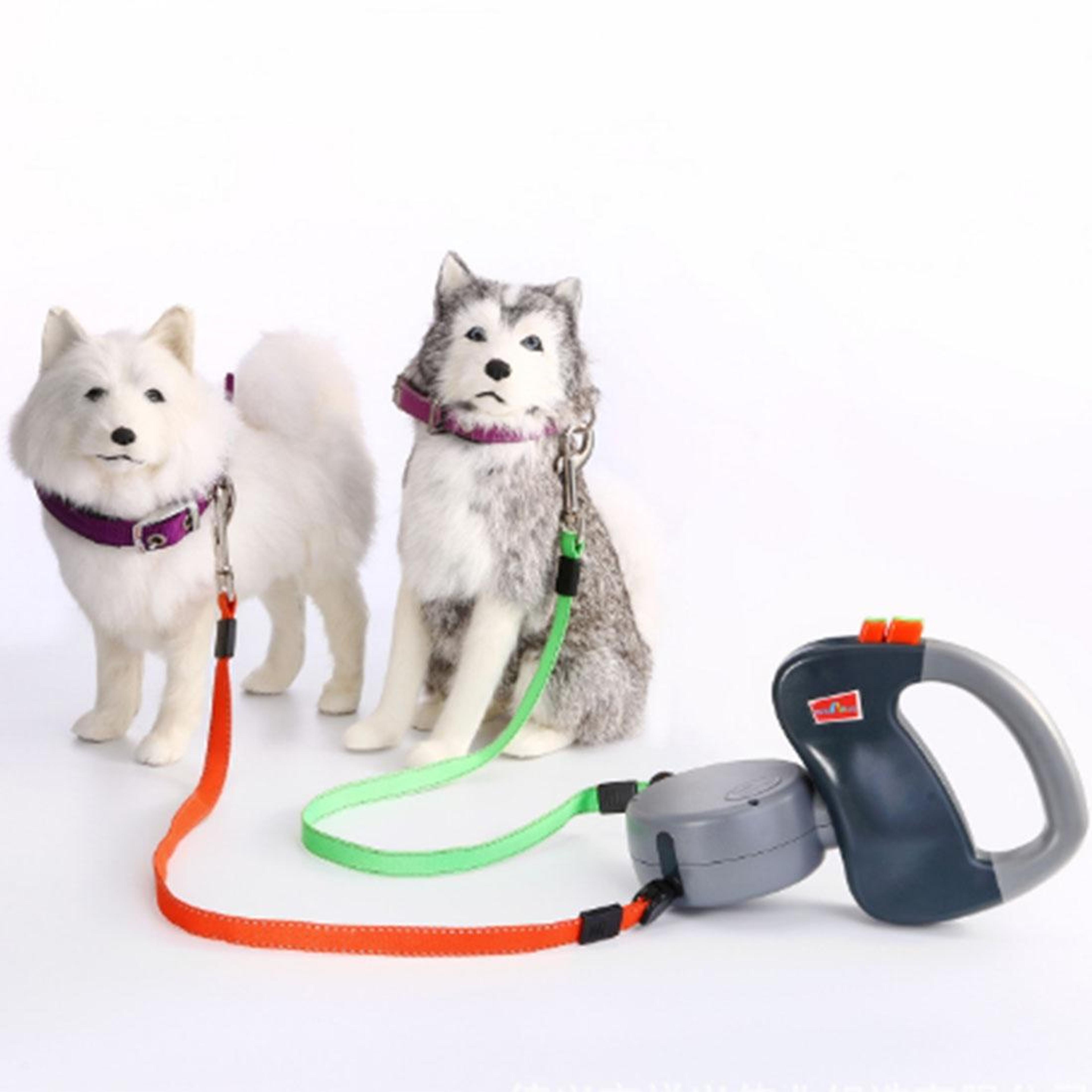 Dual Dog Retractable Leash With Auto Lock  Comfortable Grip For Walking Two Pets 0