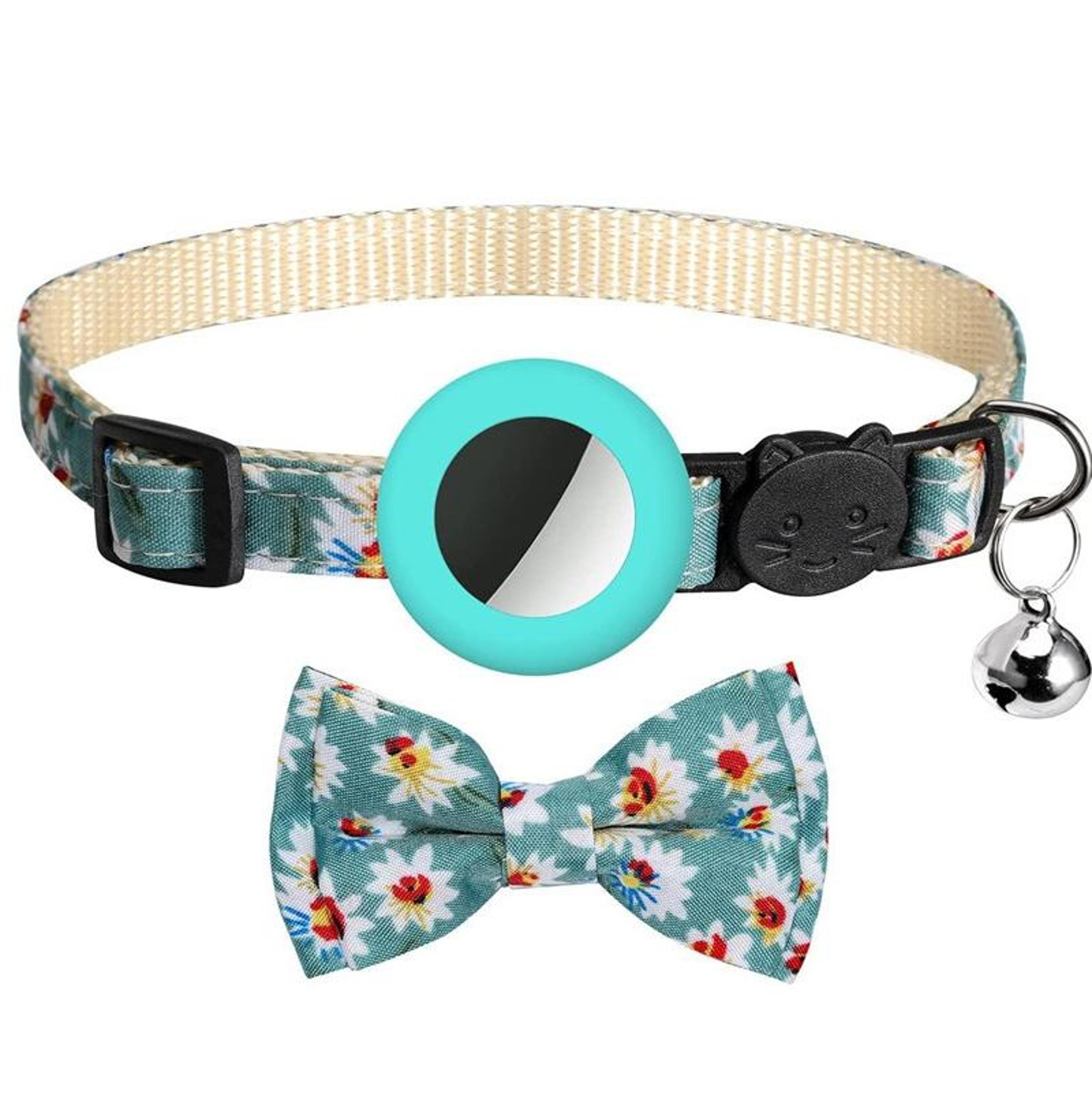 AirTag Pet Safety Collar With Bow  Bell Adjustable Cat And Dog Tracker Holder 9