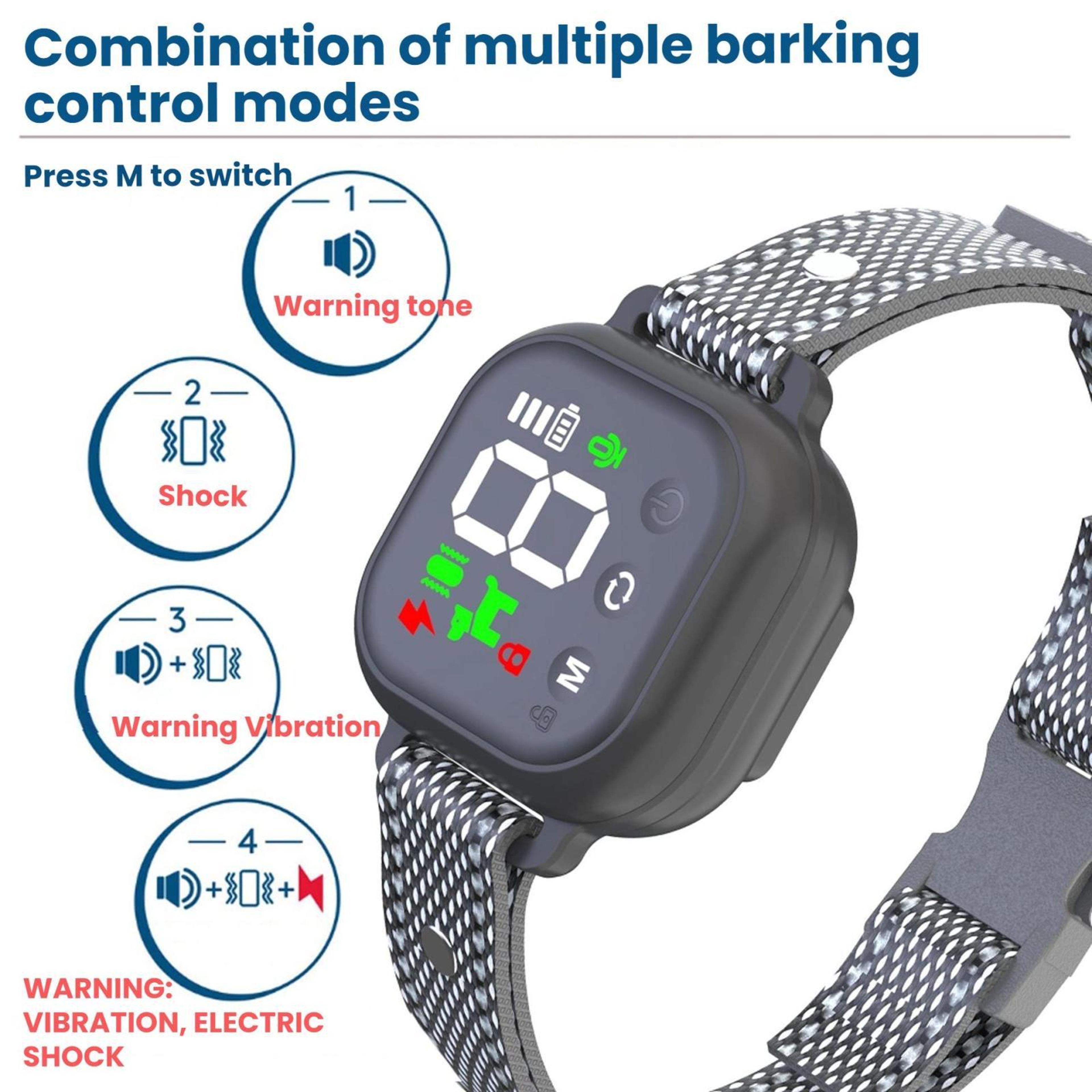 Smart Color Screen Dog Bark Collar With Touch Control  Waterproof Rechargeable Training Modes 2