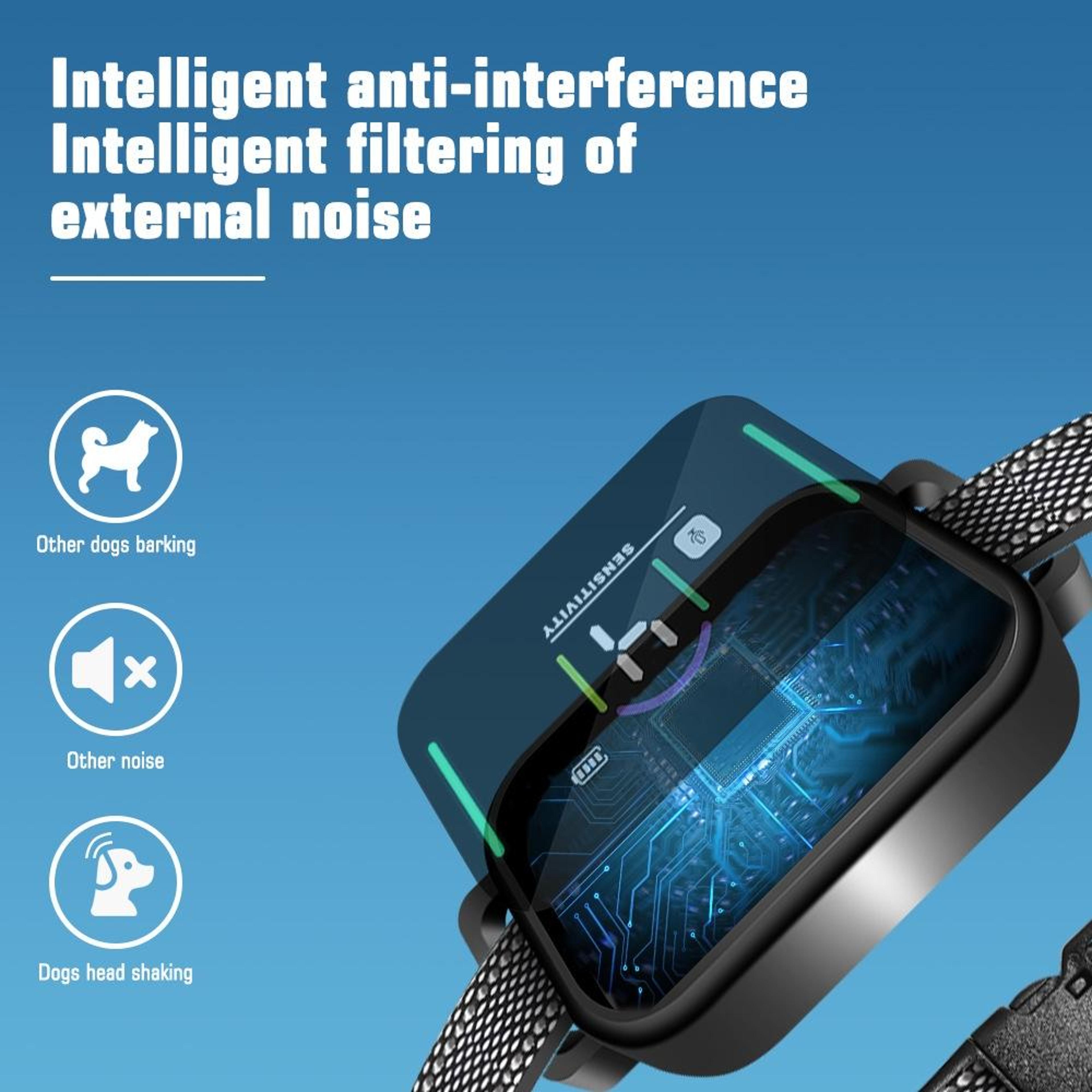 Smart Color Screen Anti Bark Dog Trainer Rechargeable Waterproof Bark Control Collar 3