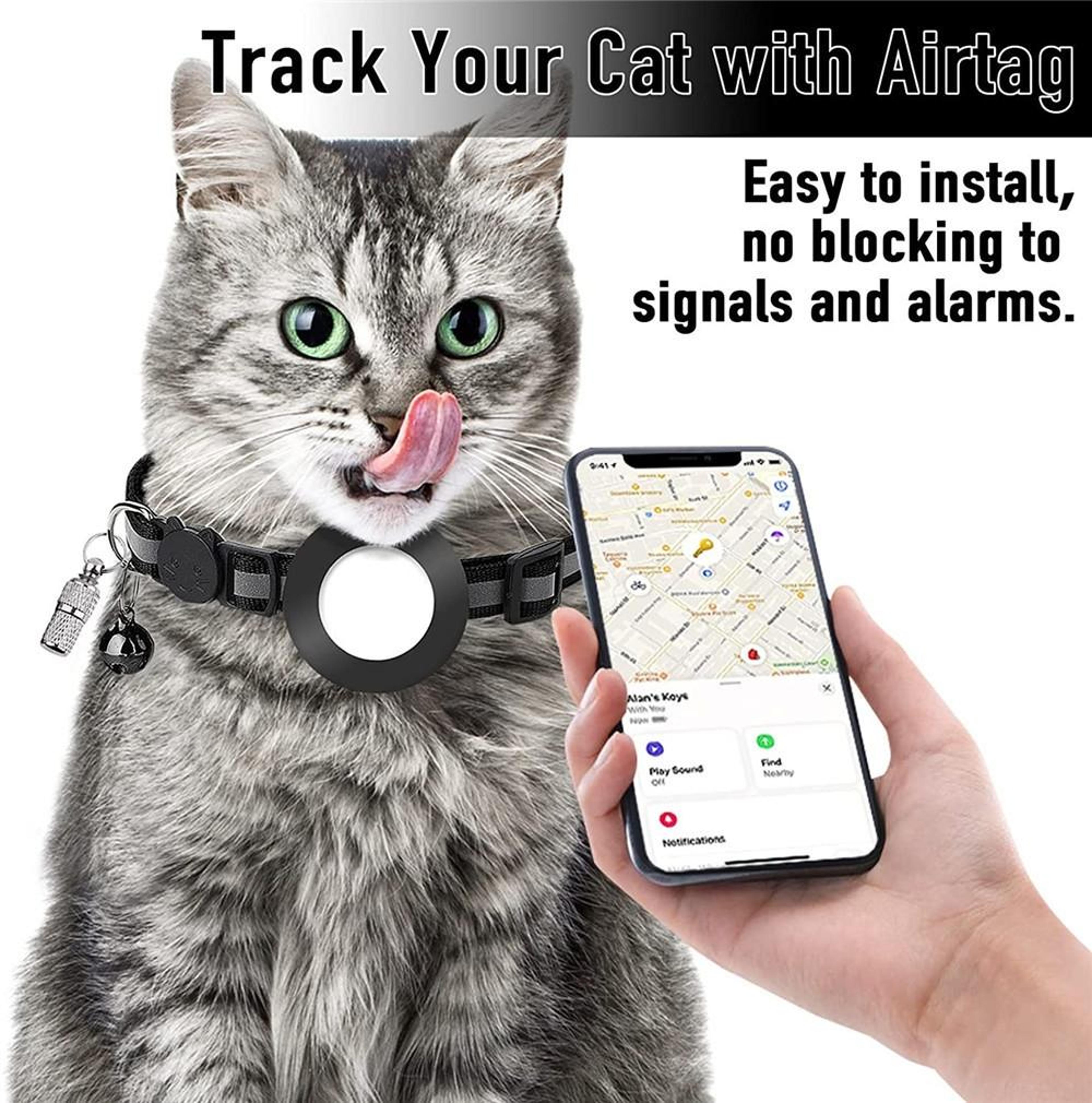 AirTag Pet Collar With Reflective Safety Buckle  Bell For Cats And Small Dogs 2