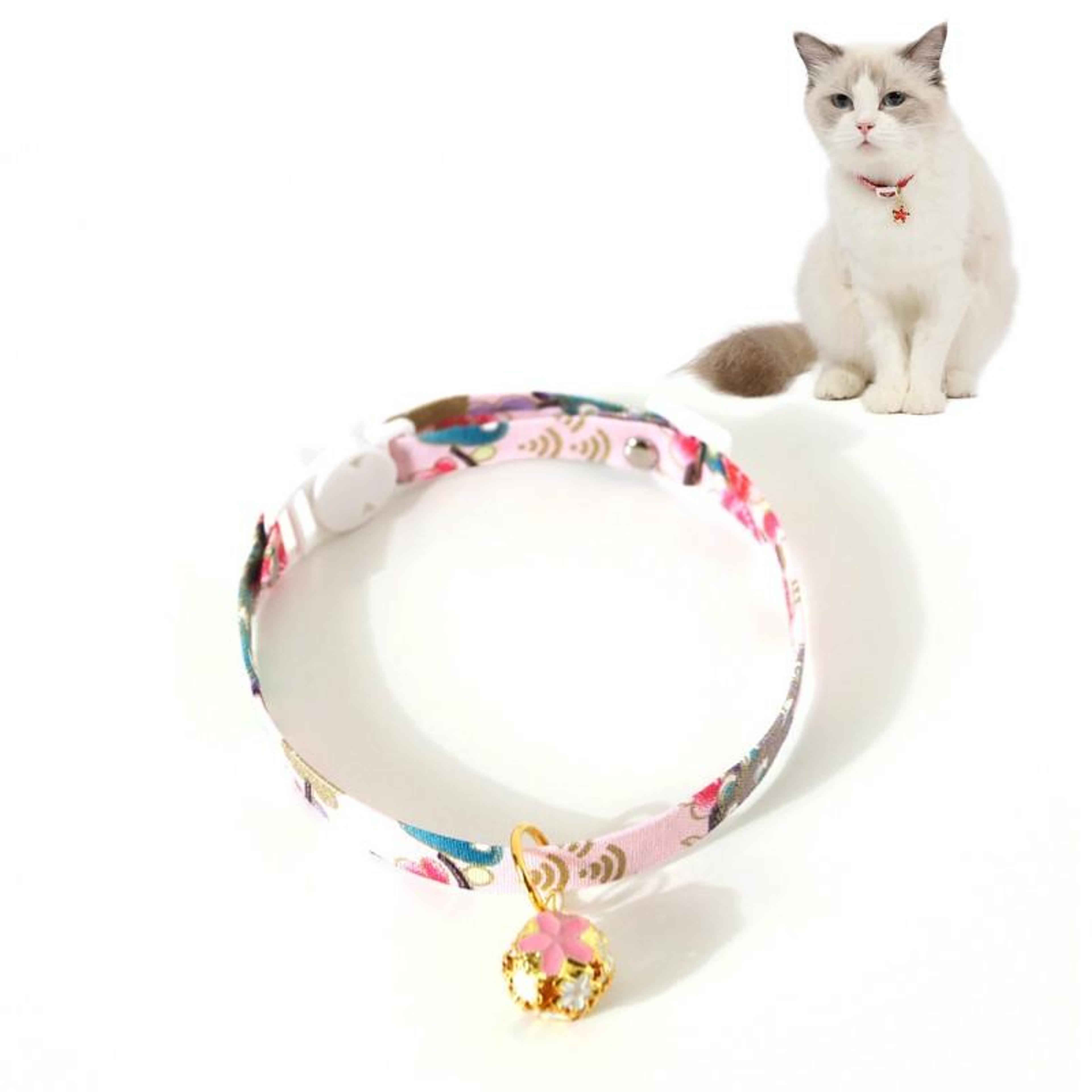 Flower Bell Adjustable Pet Collar For Cats  Dogs Soft Nylon Cat Collar With Safety Buckle 8