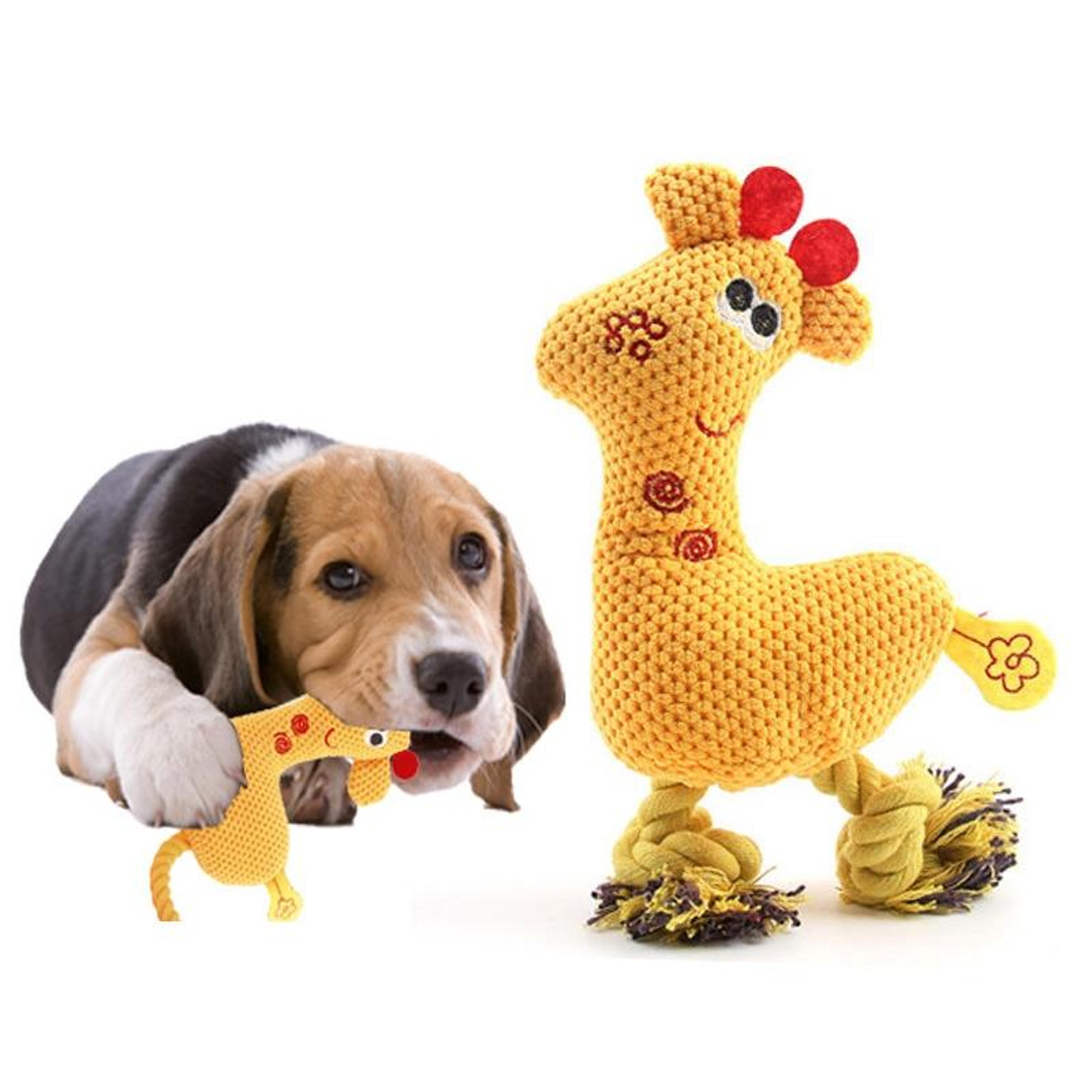 Interactive Squeaky Plush Dog Toy Set With Rope Handle  Dental Cleaning Design 4