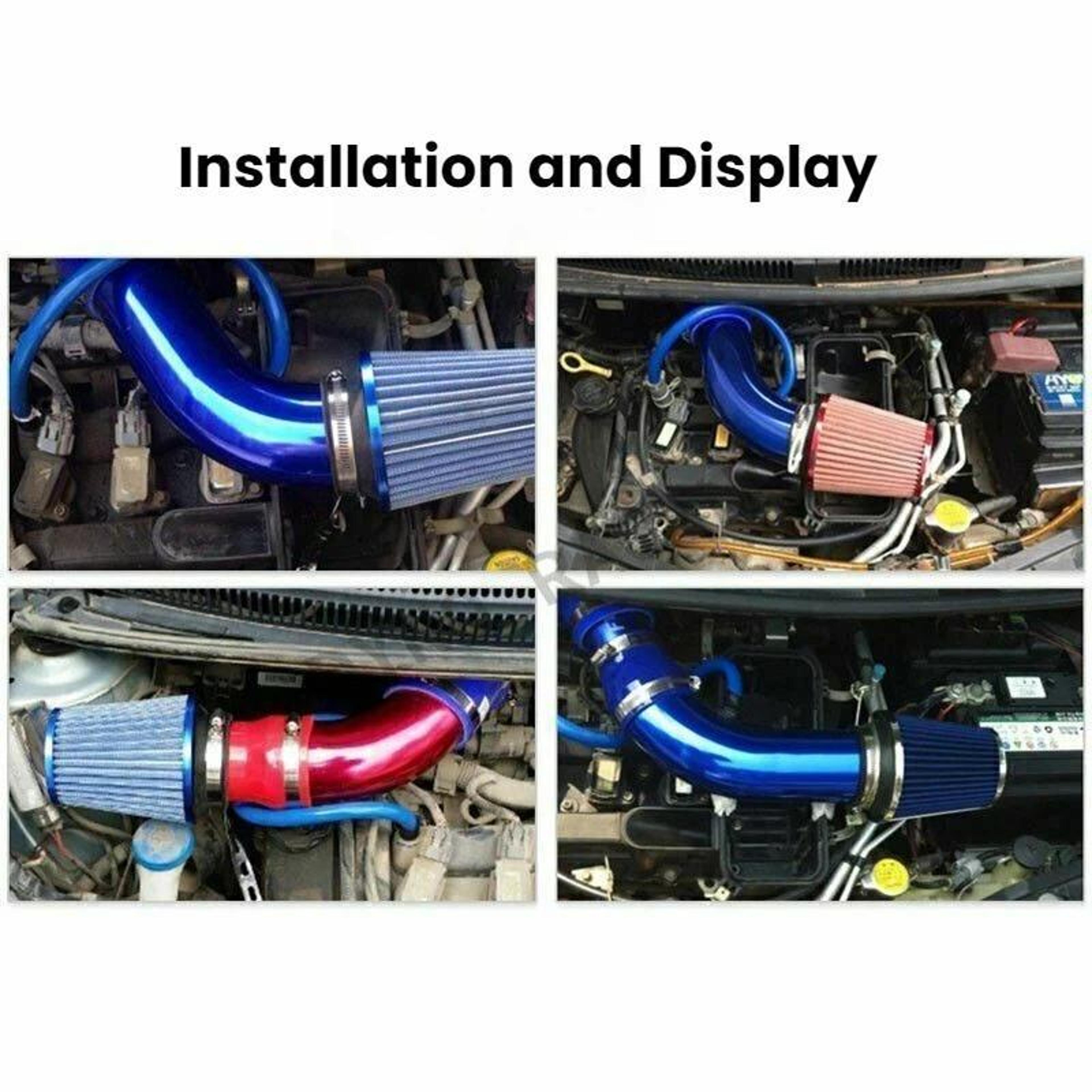 76mm Aluminum Alloy Cold Air Intake Pipe Universal Performance Upgrade Kit 7