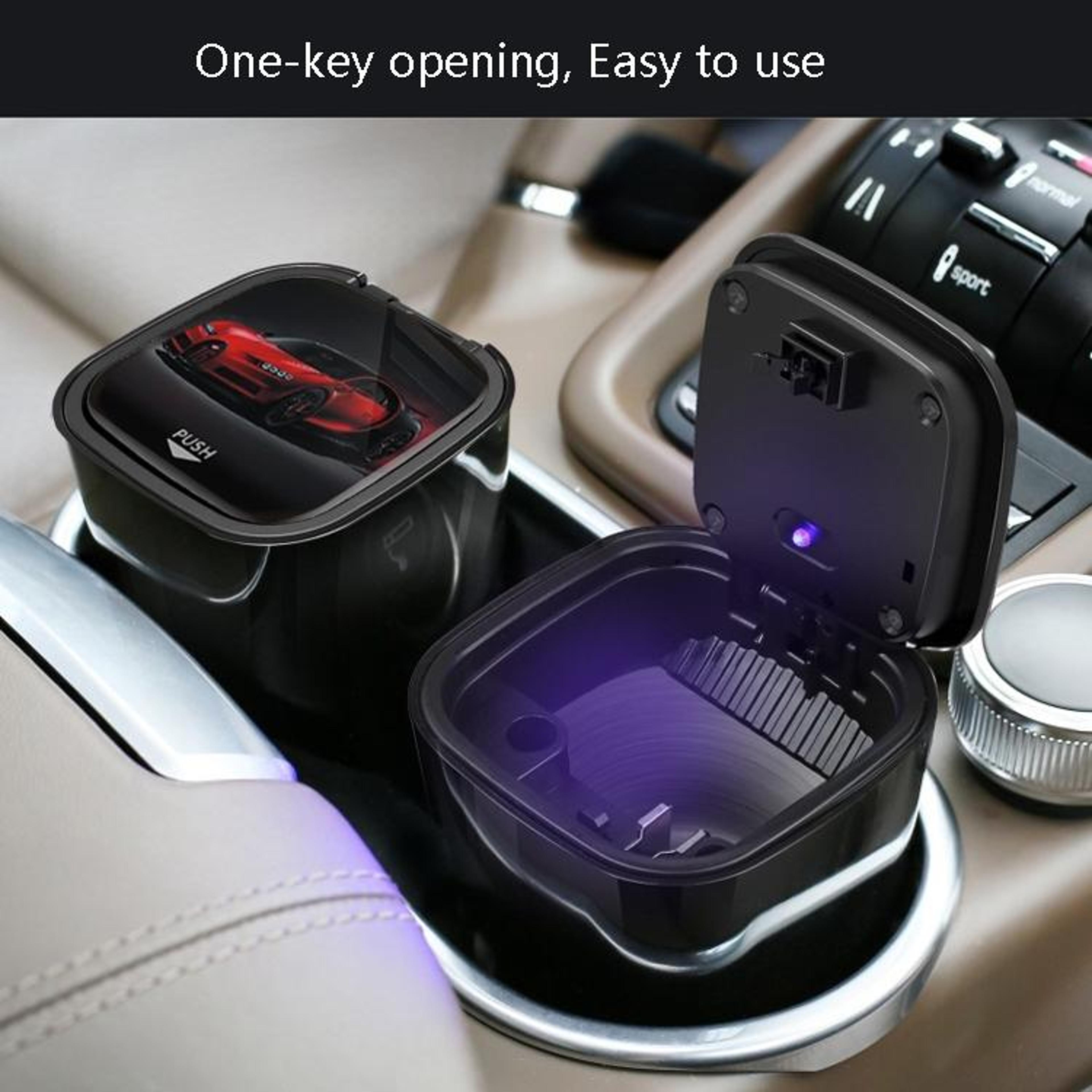 LED Car Ashtray With Lid Large Capacity Smokeless Auto Ash Tray 8