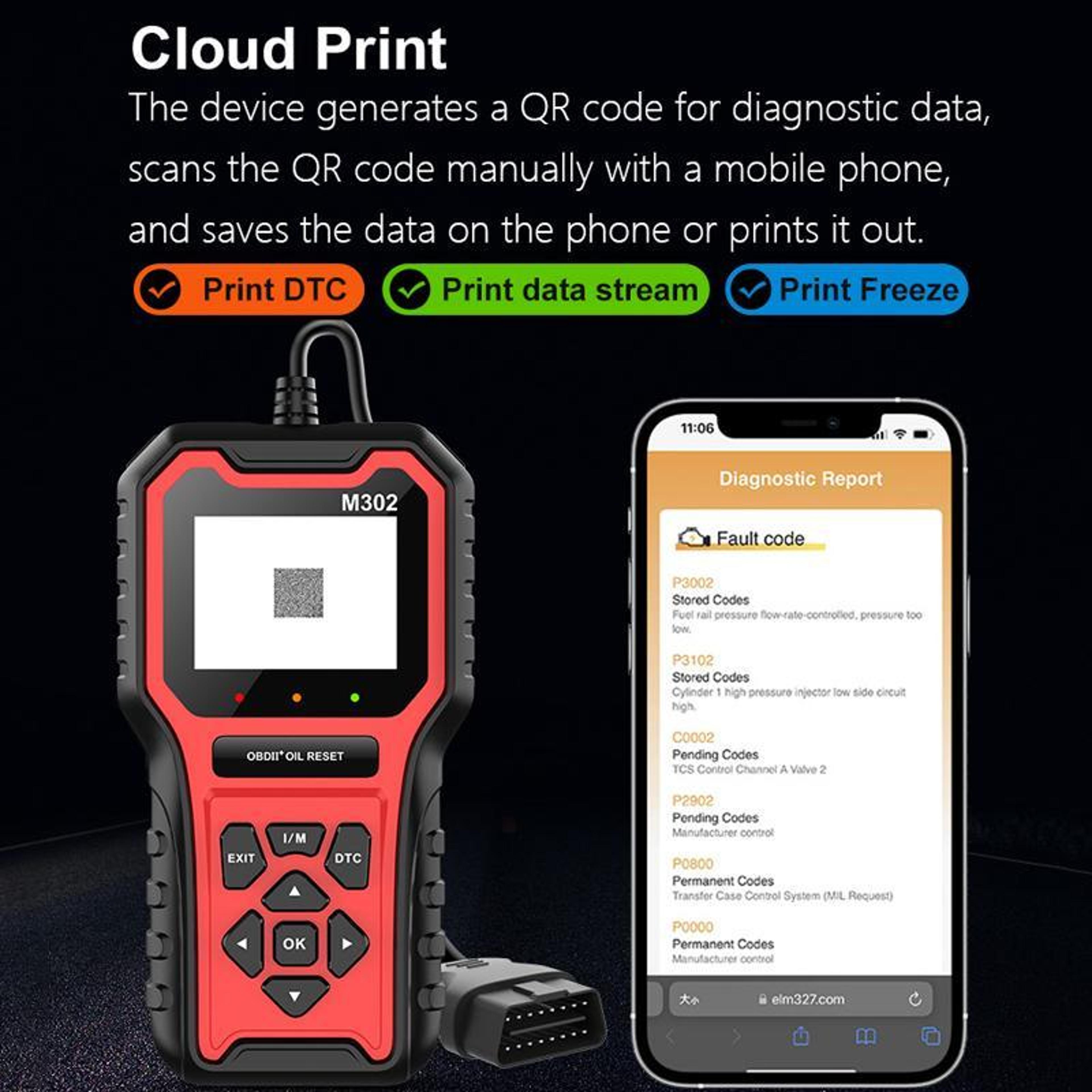 M302 OBD2 Oil Reset Tool  Car Diagnostic Scanner For Maintenance Light Reset 6