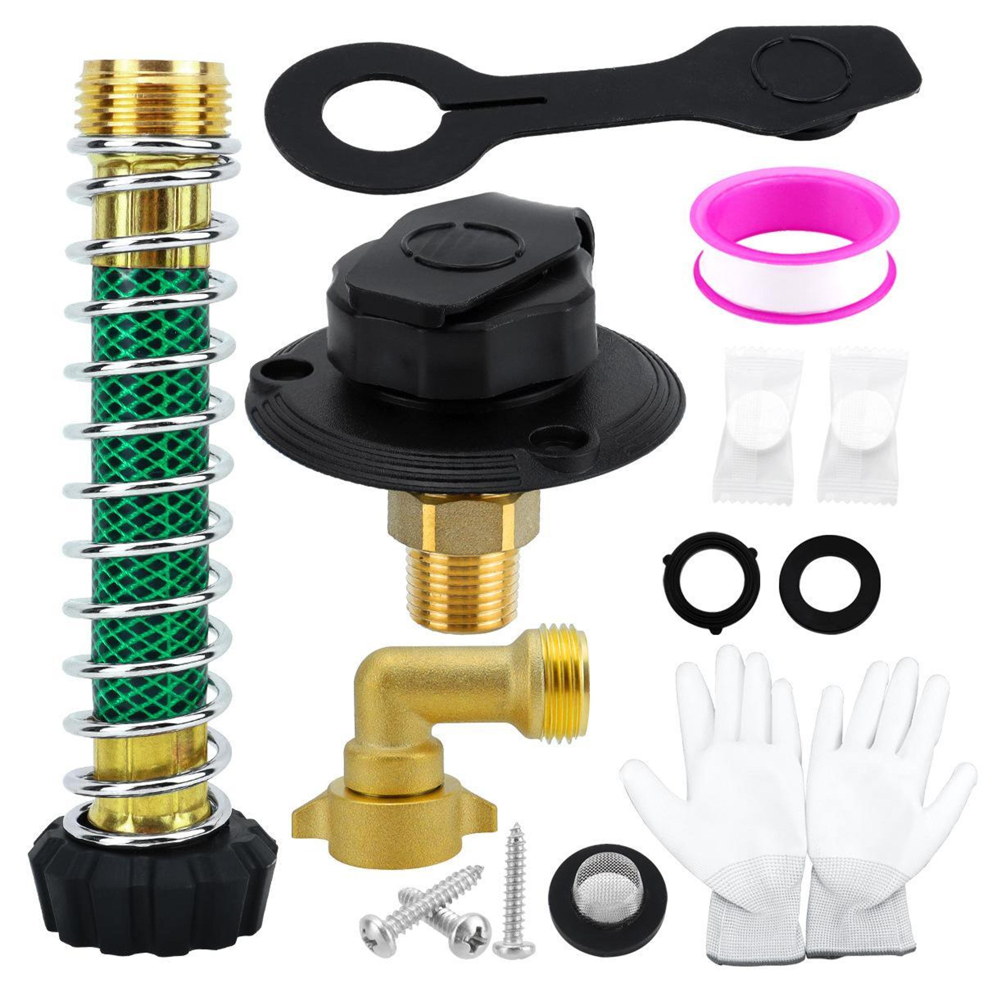 lead free brass rv water inlet with check valve for campers, trailers & marine use