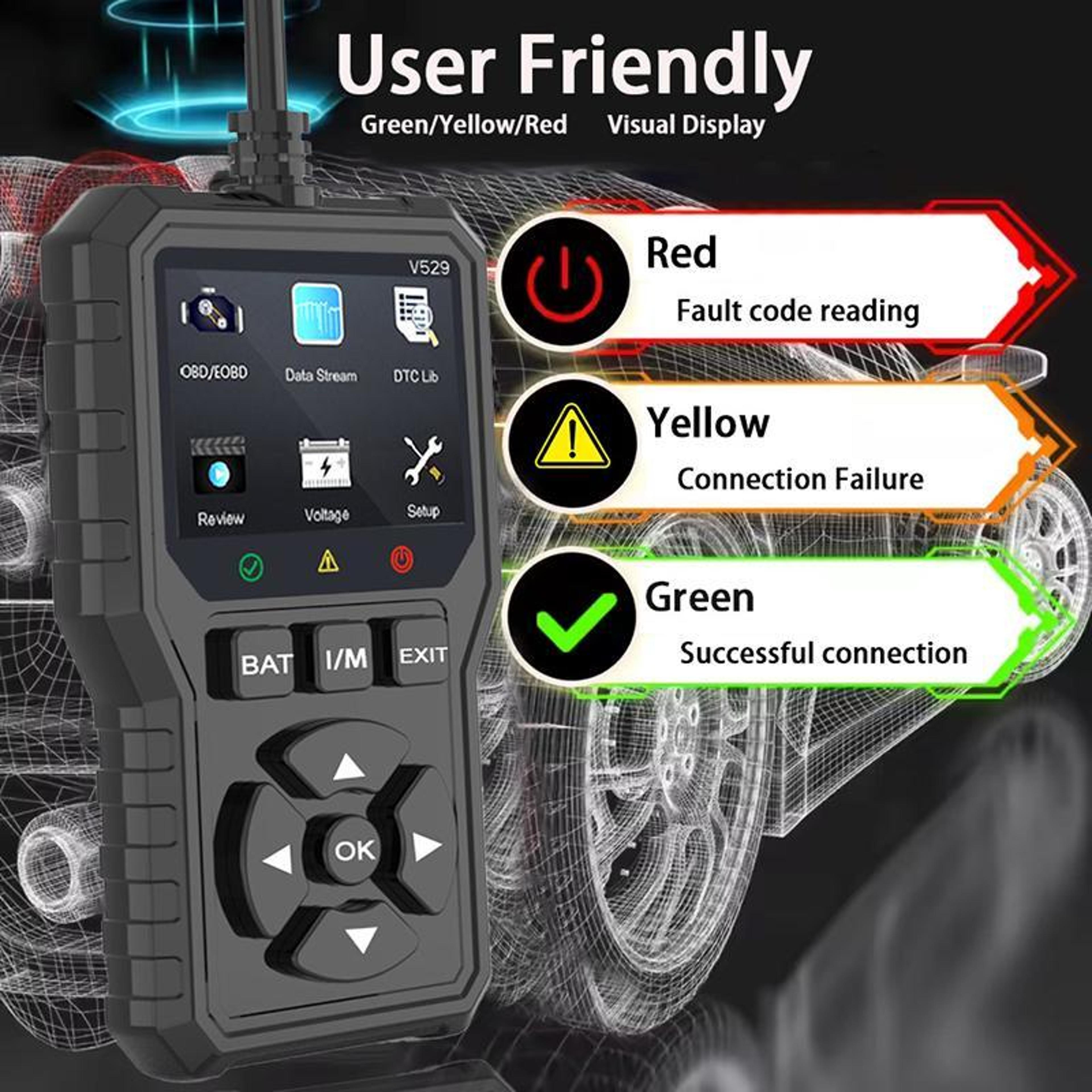 FOXSUR V529 OBD2 Scanner Car Diagnostic Tool With Live Data  Engine Code Reader 5