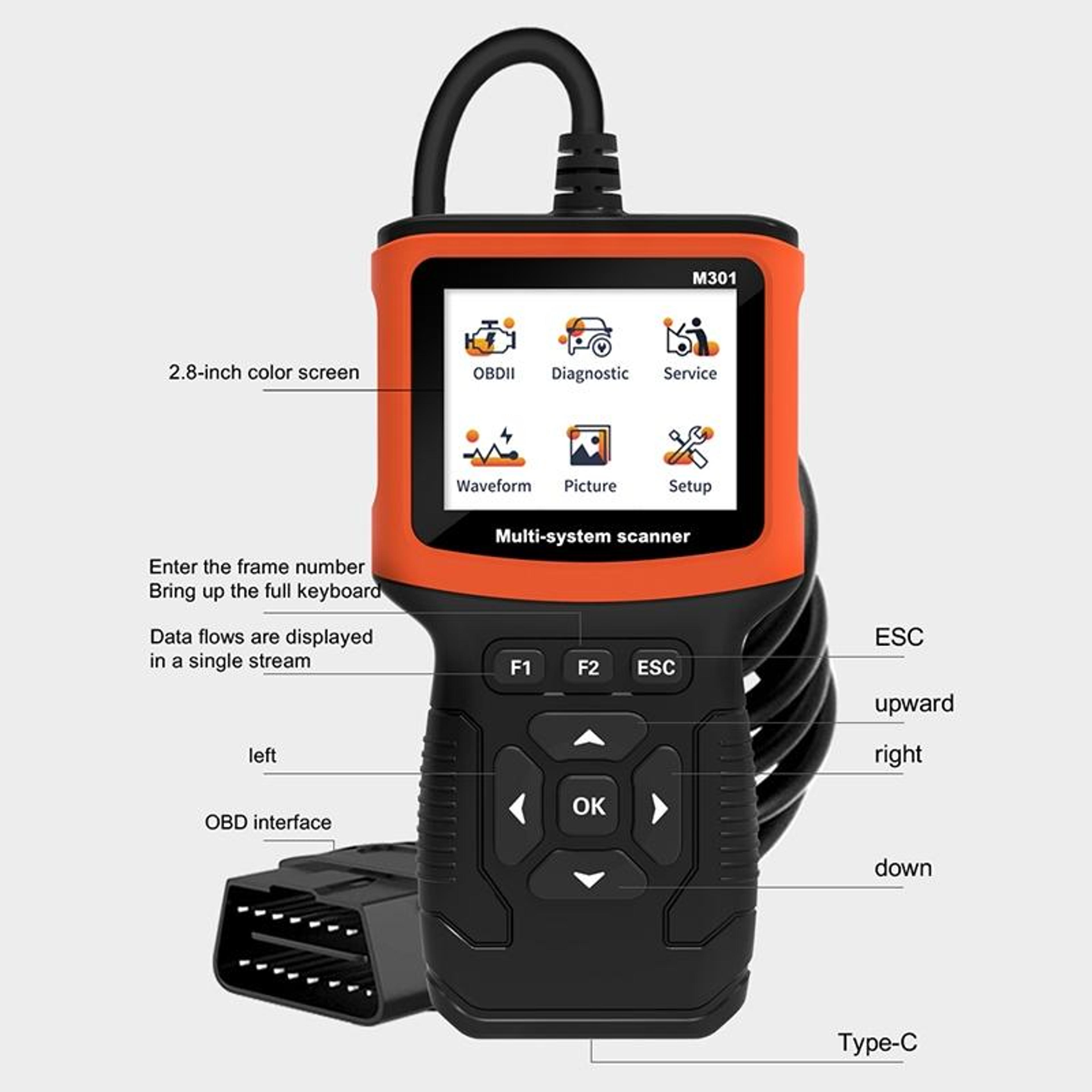 M301 Professional OBD2 Scanner  Car Diagnostic Tool With FullSystem Fault Detection 3