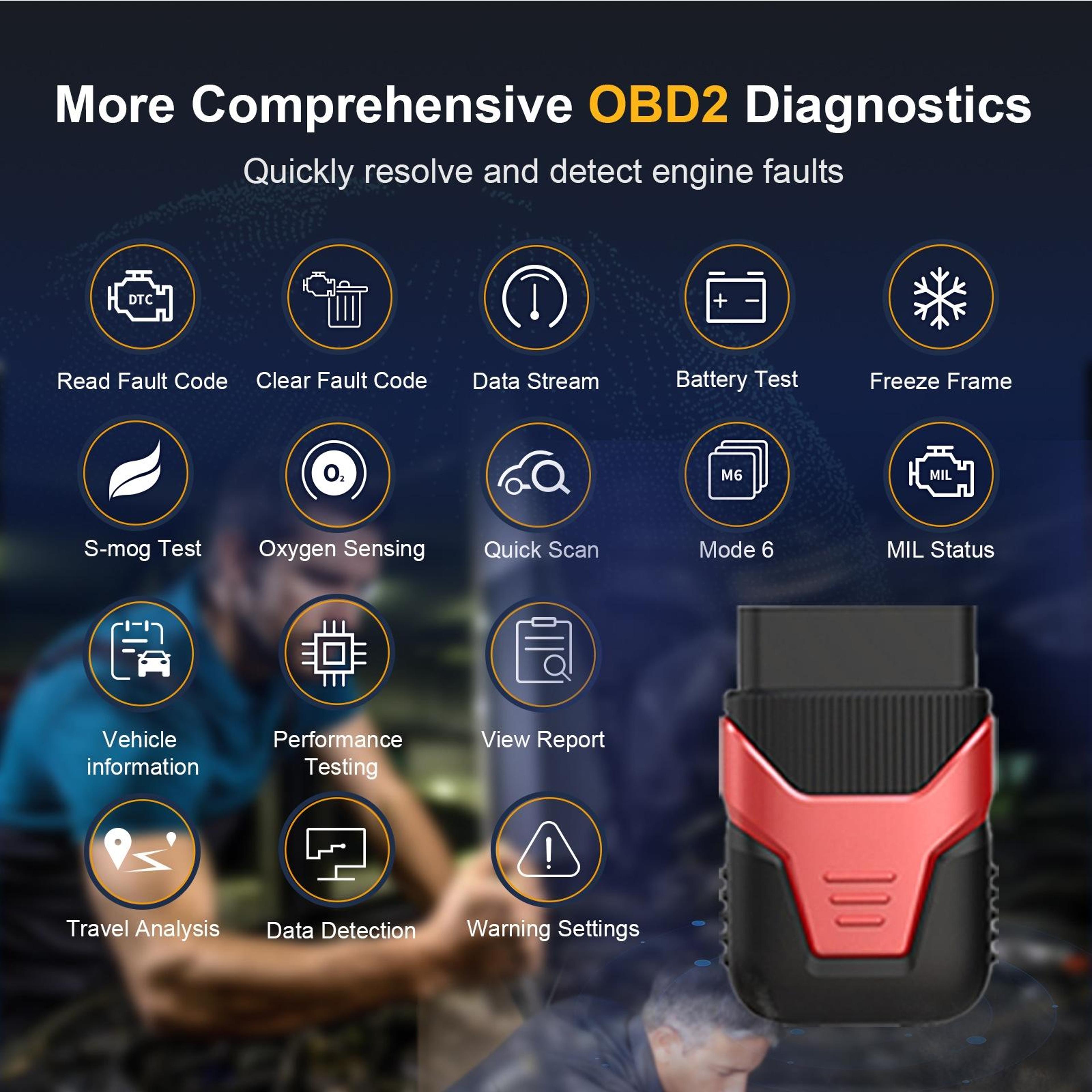 HUMZOR Bluetooth OBD2 Scanner Pro Wireless Car Diagnostic Tool  Vehicle Code Reader 1