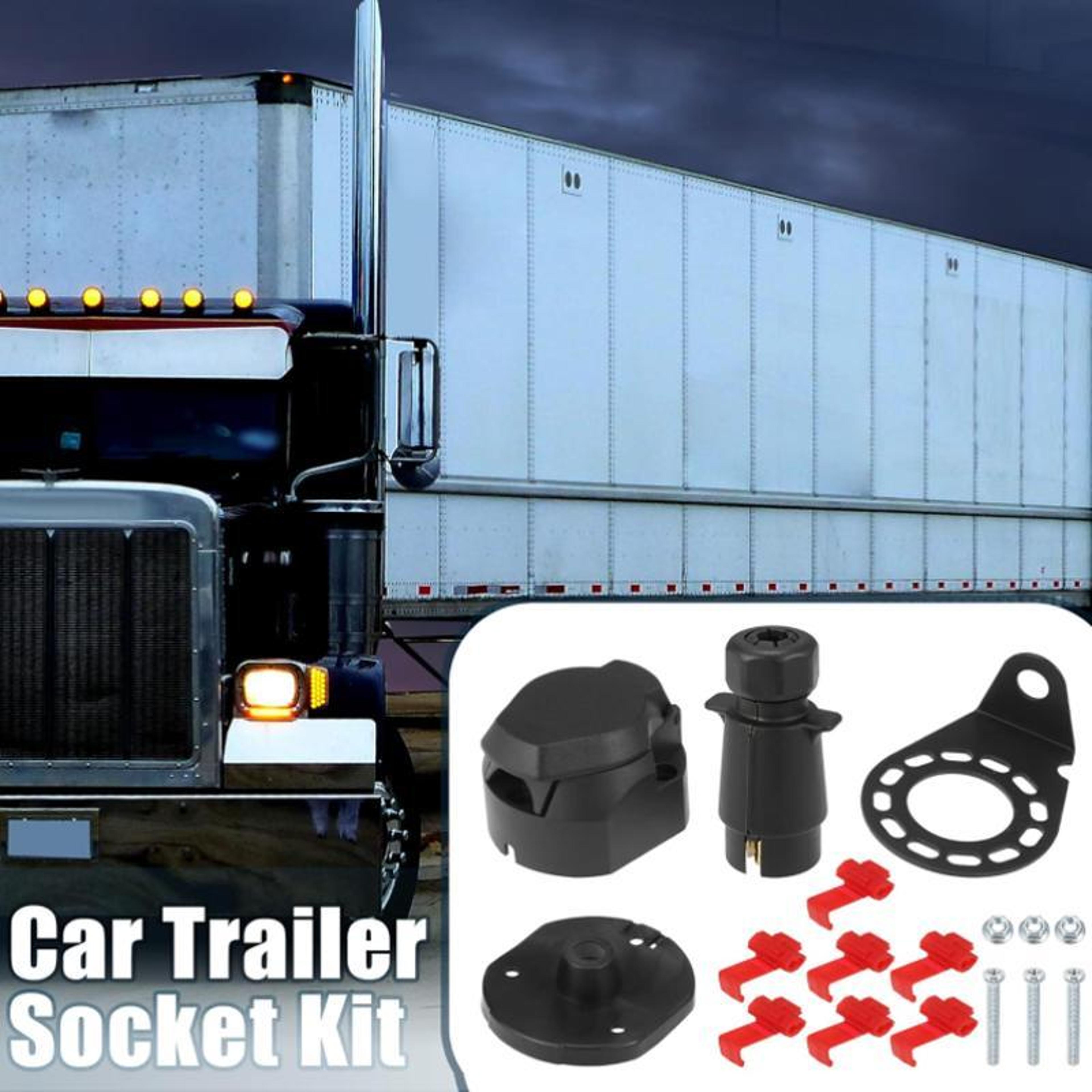 7 Pin Trailer Wiring Connector Kit With Copper Pins  Weatherproof Socket For Cars Caravans And Trai 7