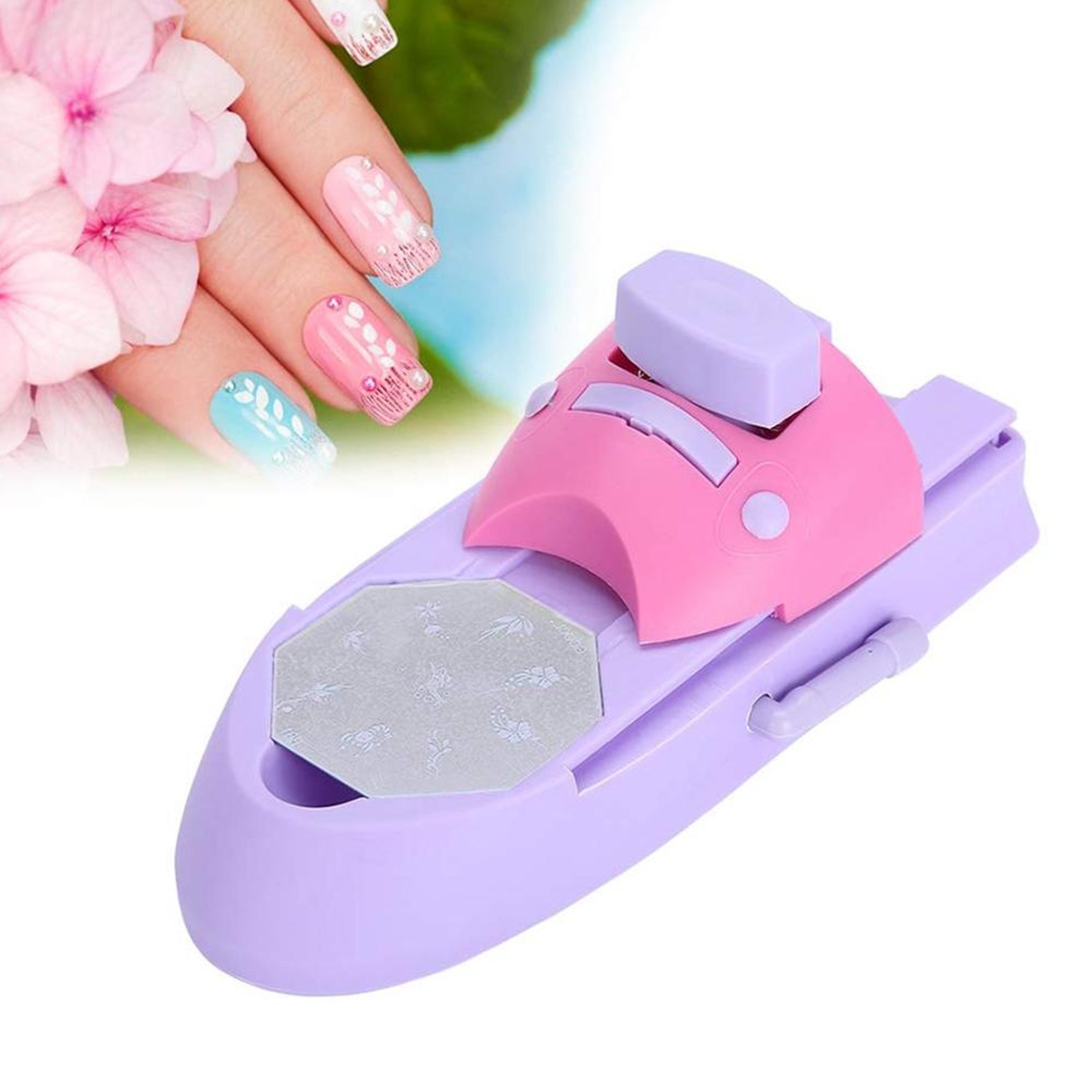 Salon Style Nail Art Stamp Kit DIY Nail Printing Machine With 6 Design Plates 0