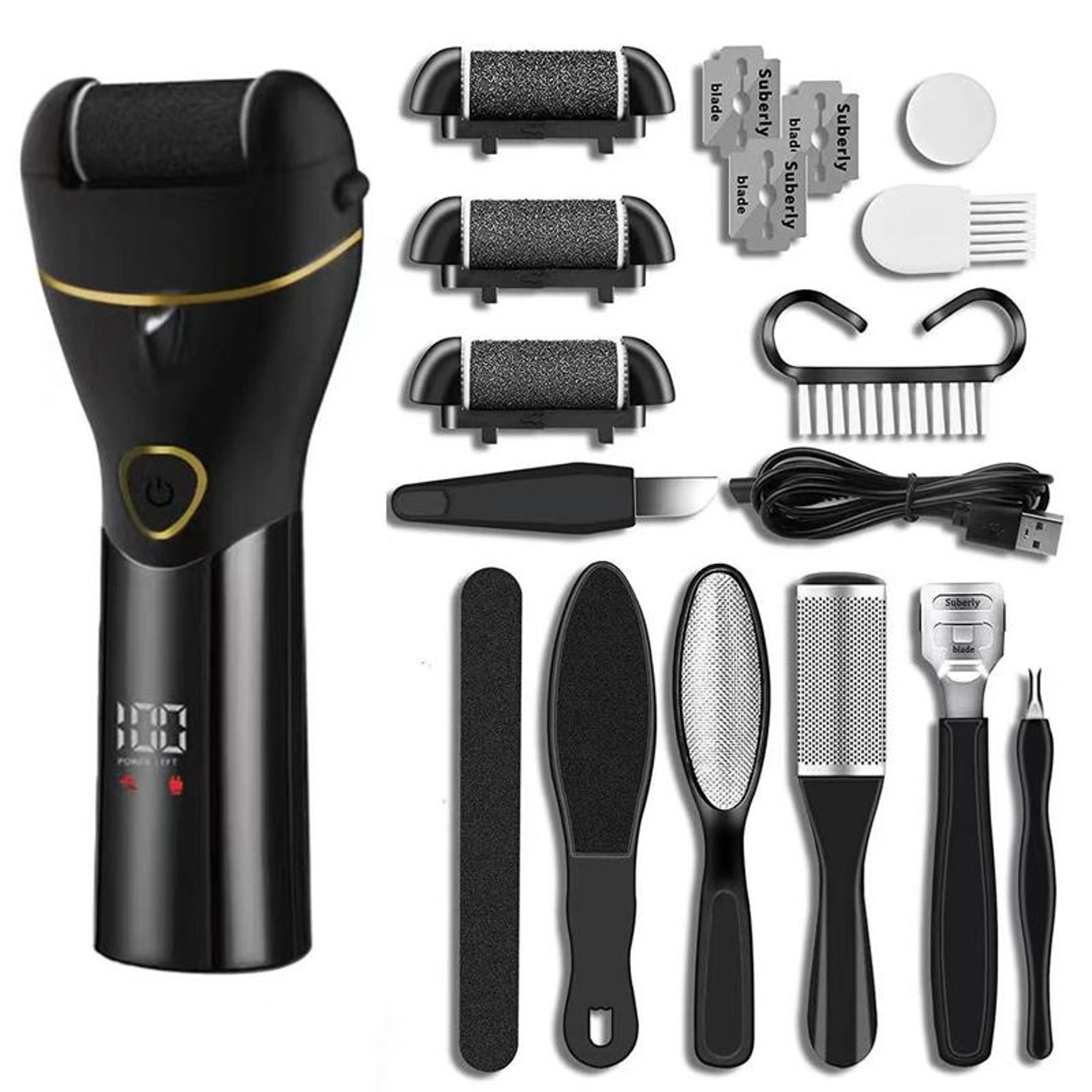Rechargeable Electric Foot Callus Remover With LED Display  Waterproof Pedicure Care Kit 5