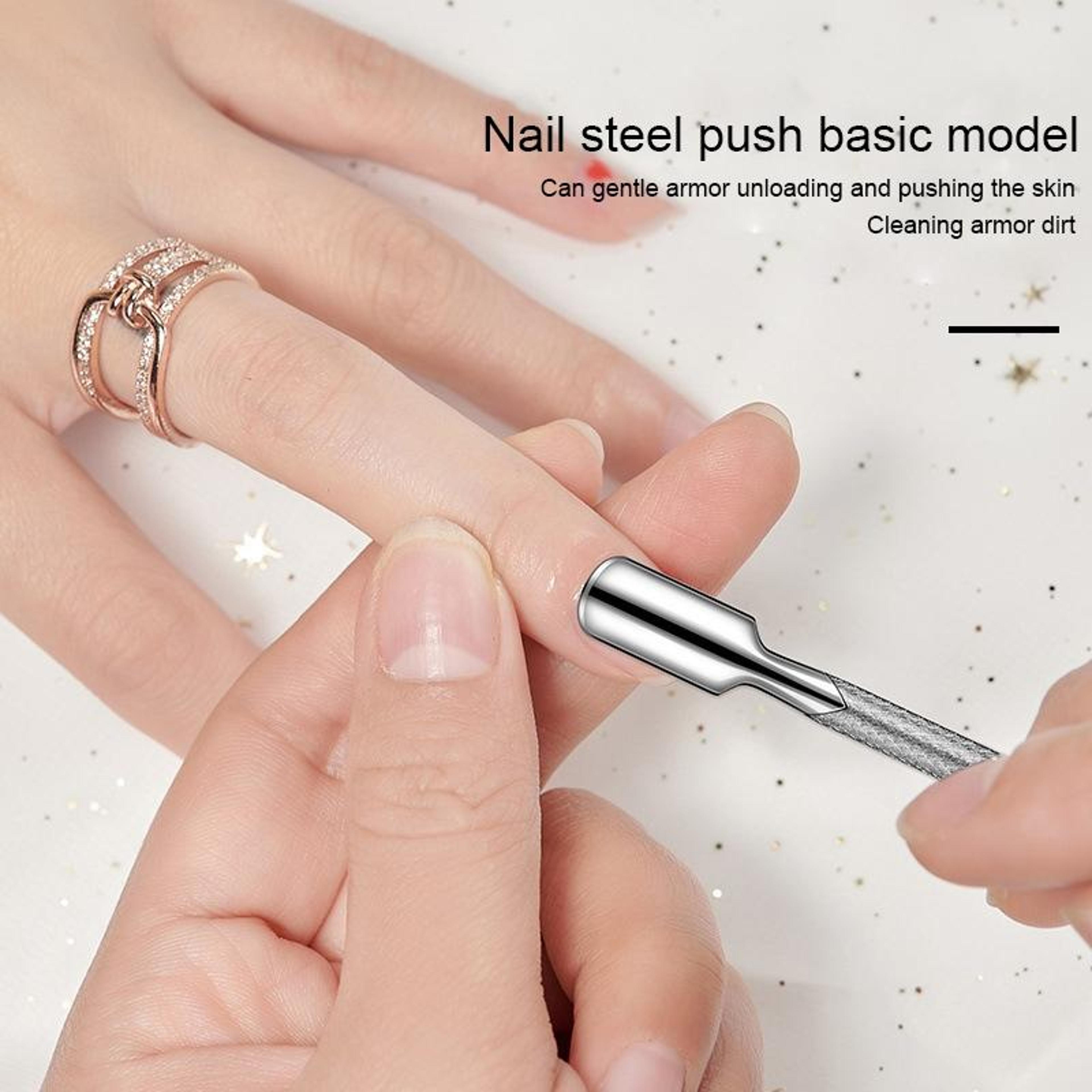 Professional Stainless Steel Cuticle Pusher  Nail Cleaner Tool For Manicure And Nail Care 4