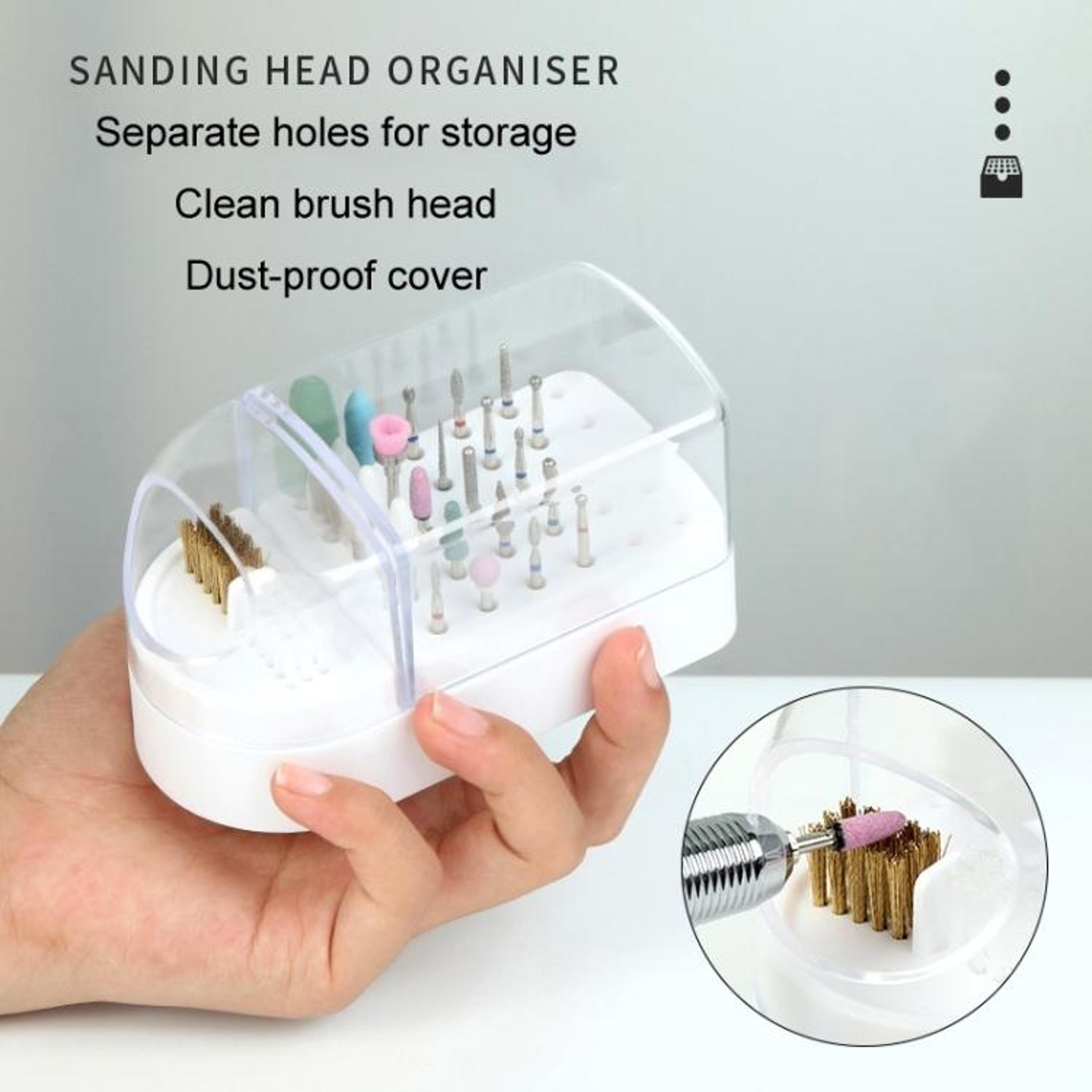 30 Slot Nail Drill Bit Organizer Case With Dustproof Cover  Cleaning Brush 7