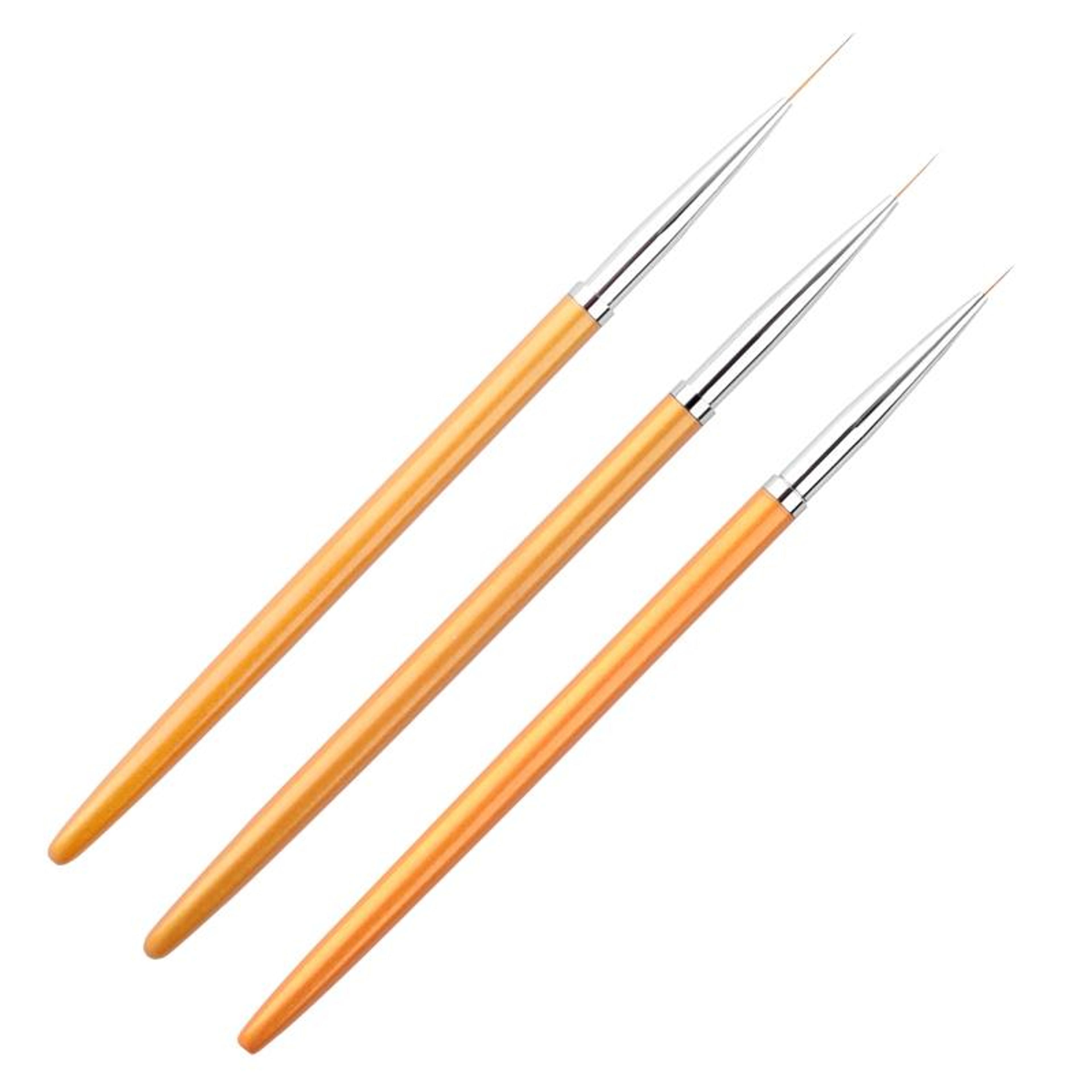 Gold Precision Nail Art Brushes Set 3PCS UV Gel Nail Liner Brush Kit For Professional Manicure Desi 4