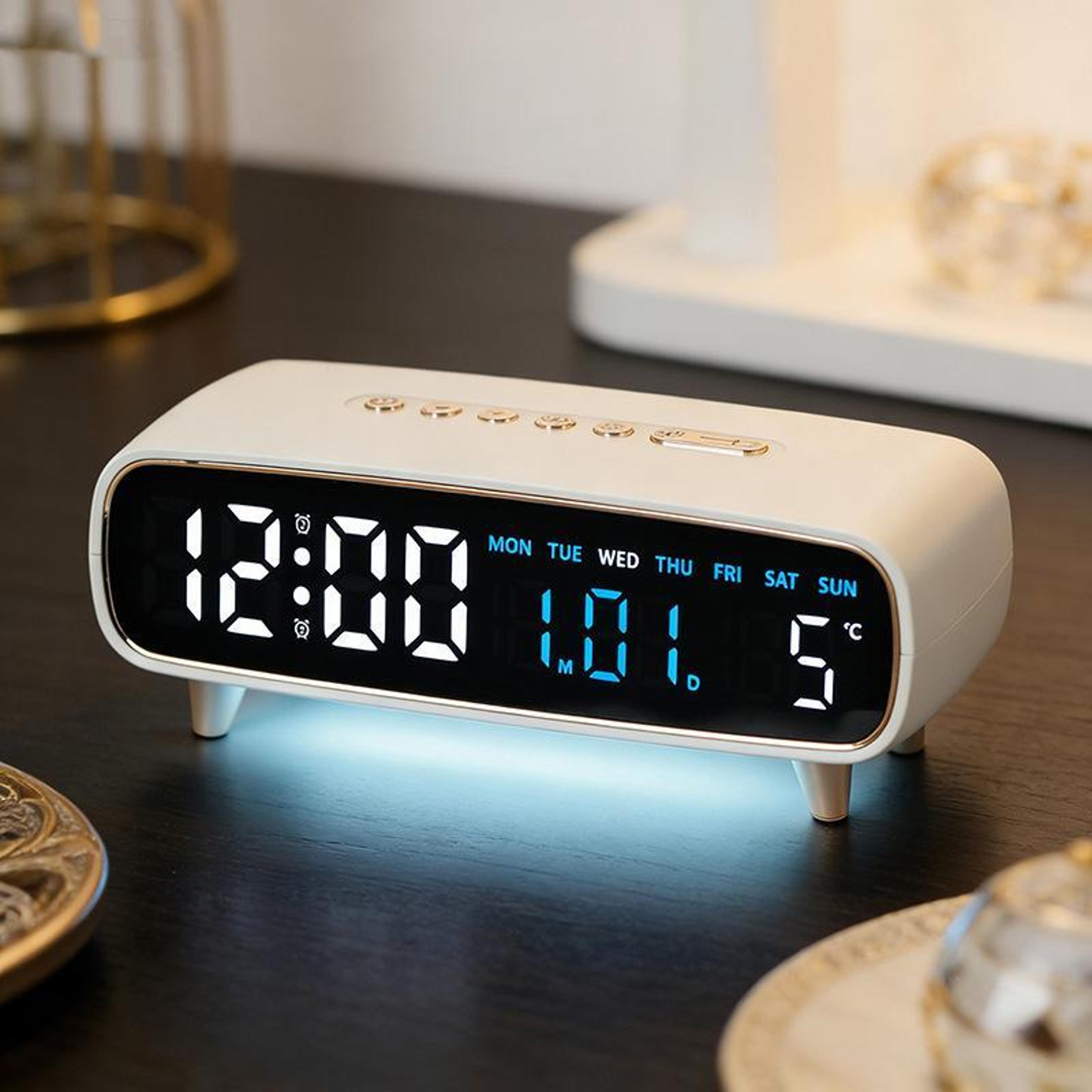 lumitime led digital alarm clock with night light, dual alarms & temperature display