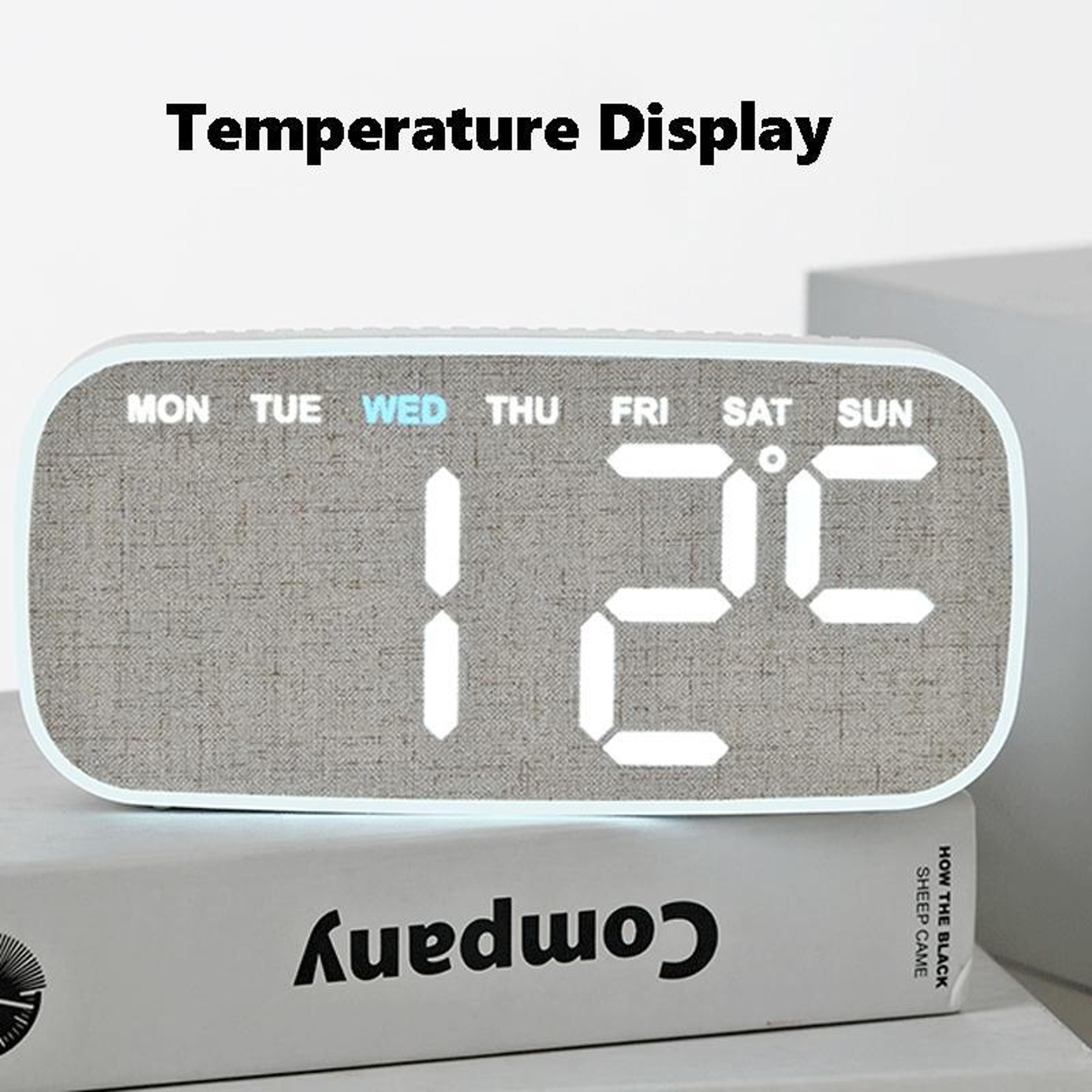 LumiView Large Display LED Digital Wall  Desk Clock With Date Temperature  Adjustable Brightness 4
