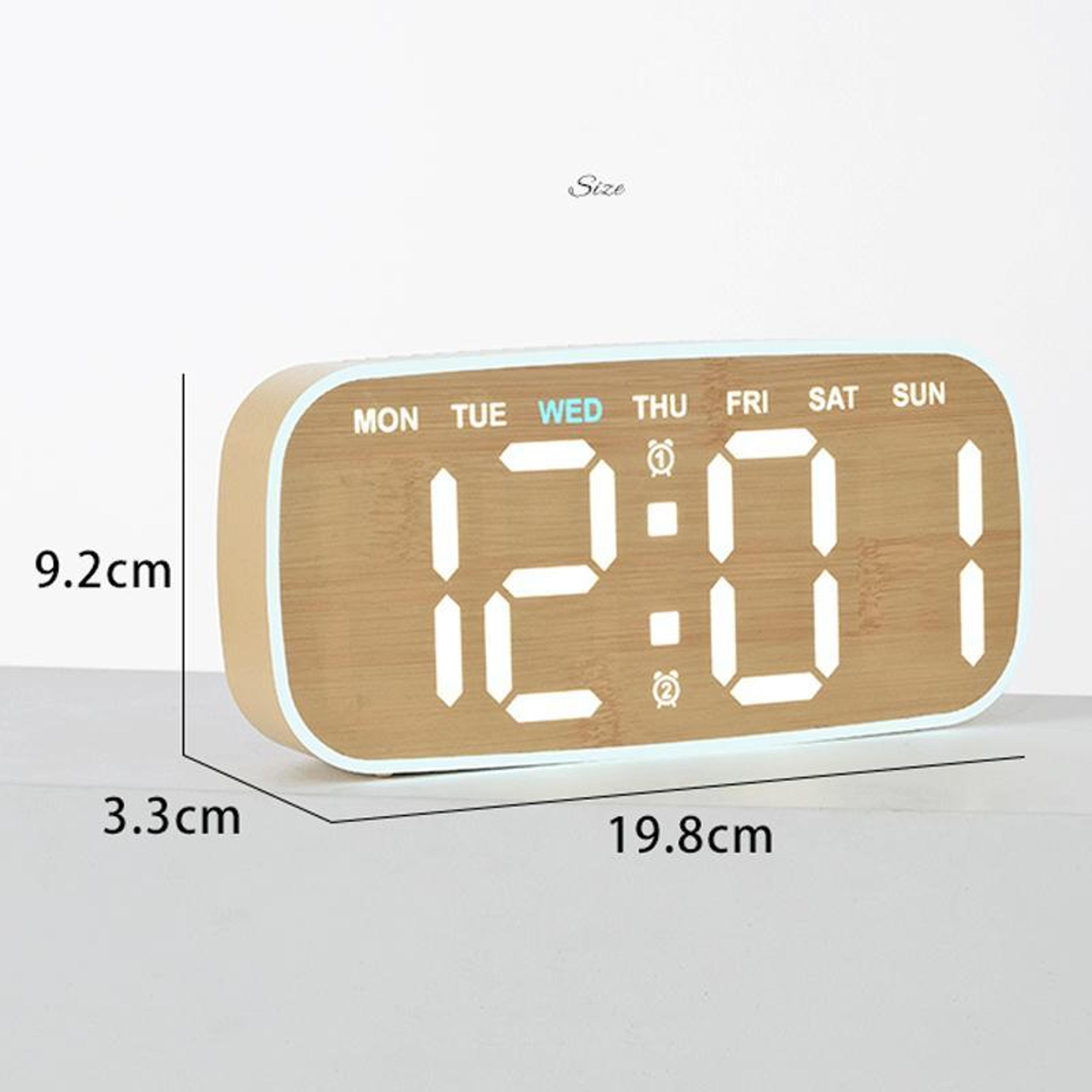 LumiView Large Display LED Digital Wall  Desk Clock With Date Temperature  Adjustable Brightness 6