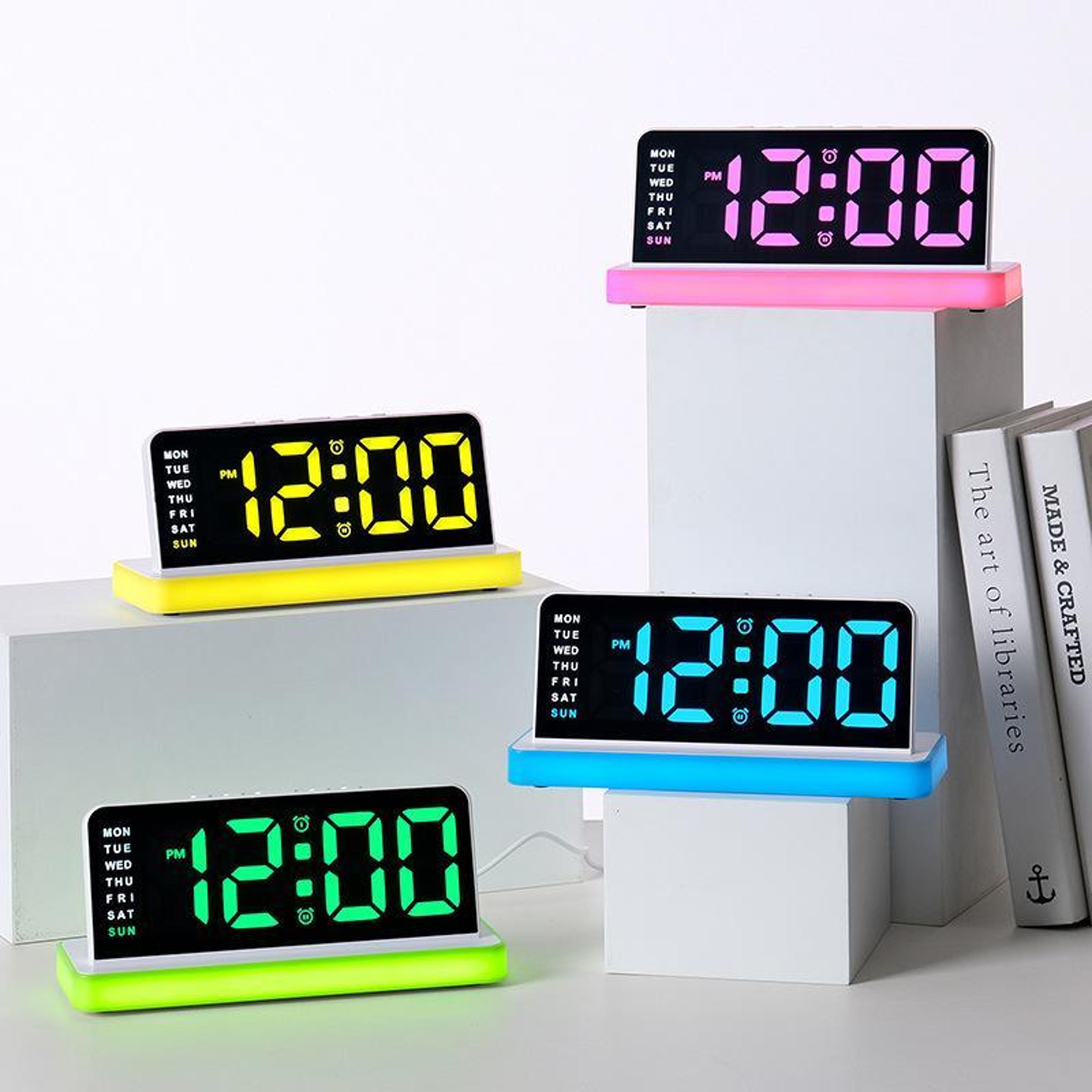 ColorGlow LED Digital Alarm Clock With Mirror Display Dual Alarms  Night Light 0