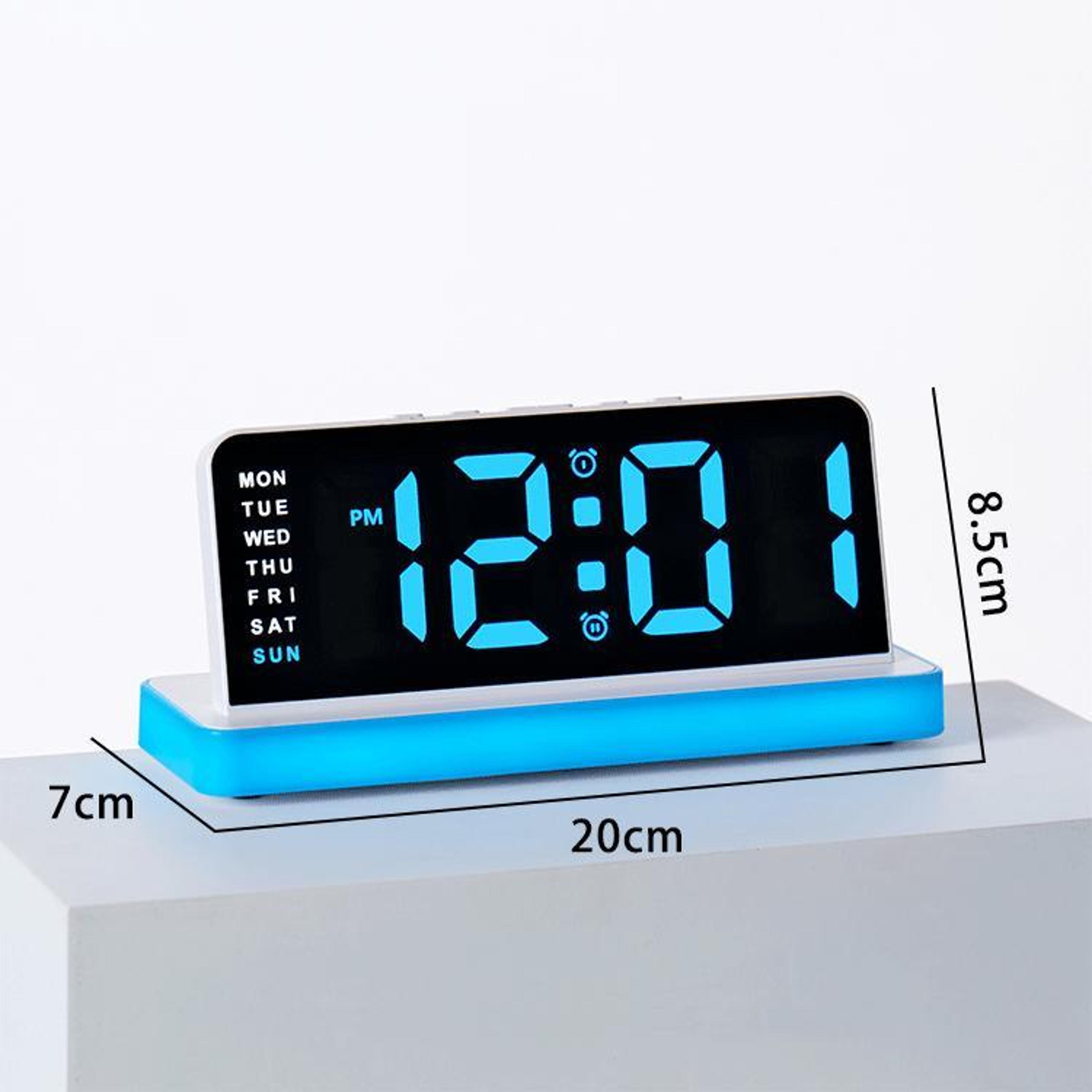 ColorGlow LED Digital Alarm Clock With Mirror Display Dual Alarms  Night Light 8