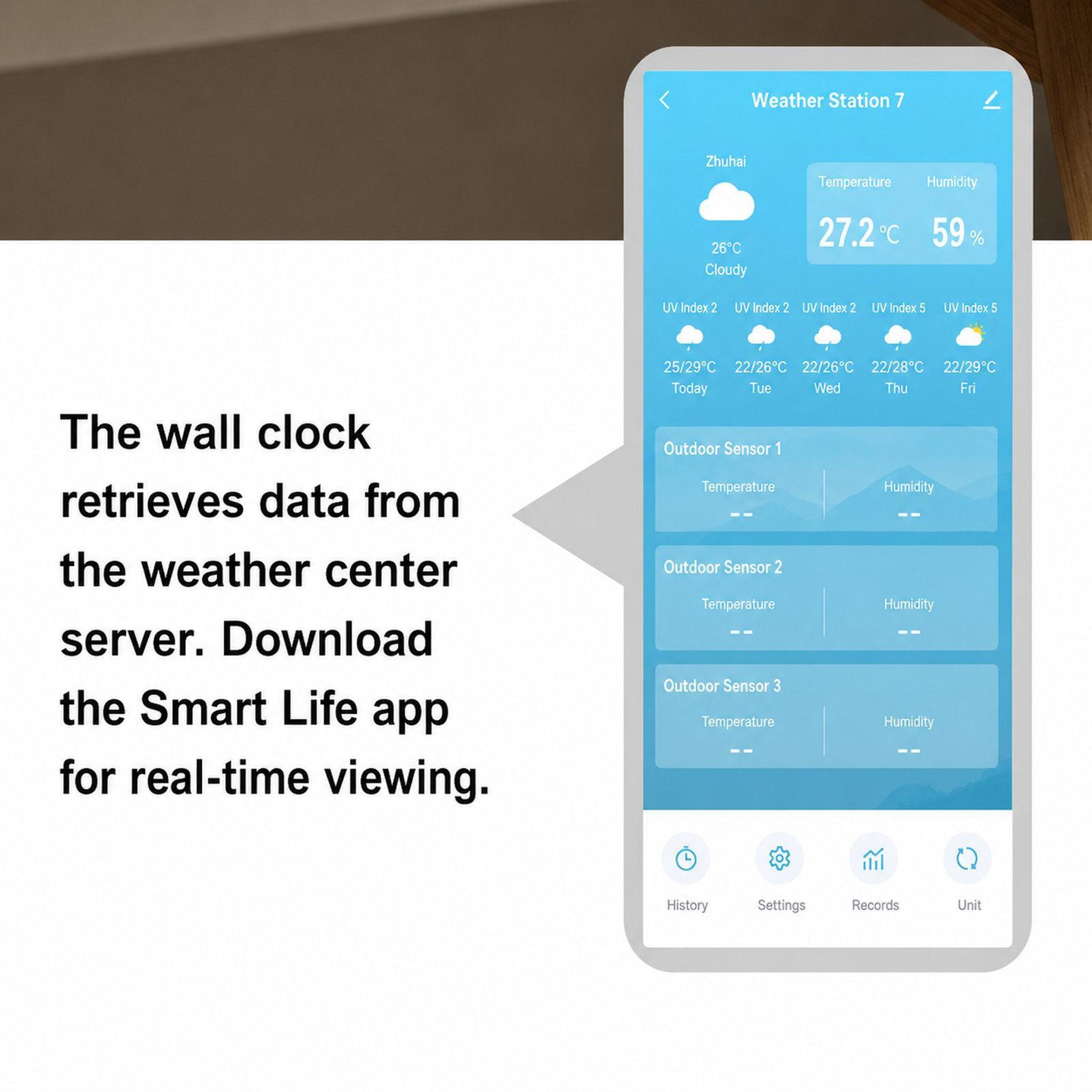 Smart Wireless Weather Station Clock With Outdoor Sensor  3 Day Forecast Display 7