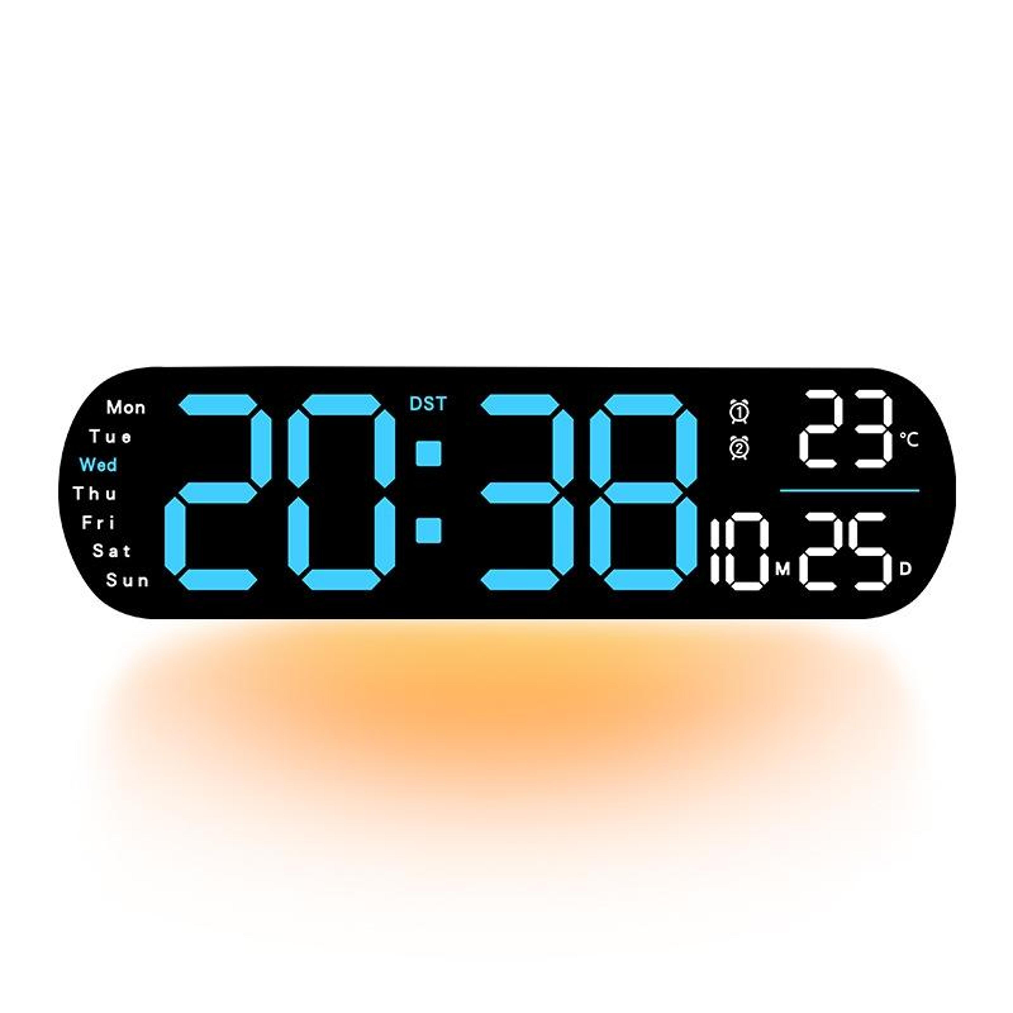 Smart LED Wall Clock With Remote Control Ambient Light Calendar  Temperature Display 13