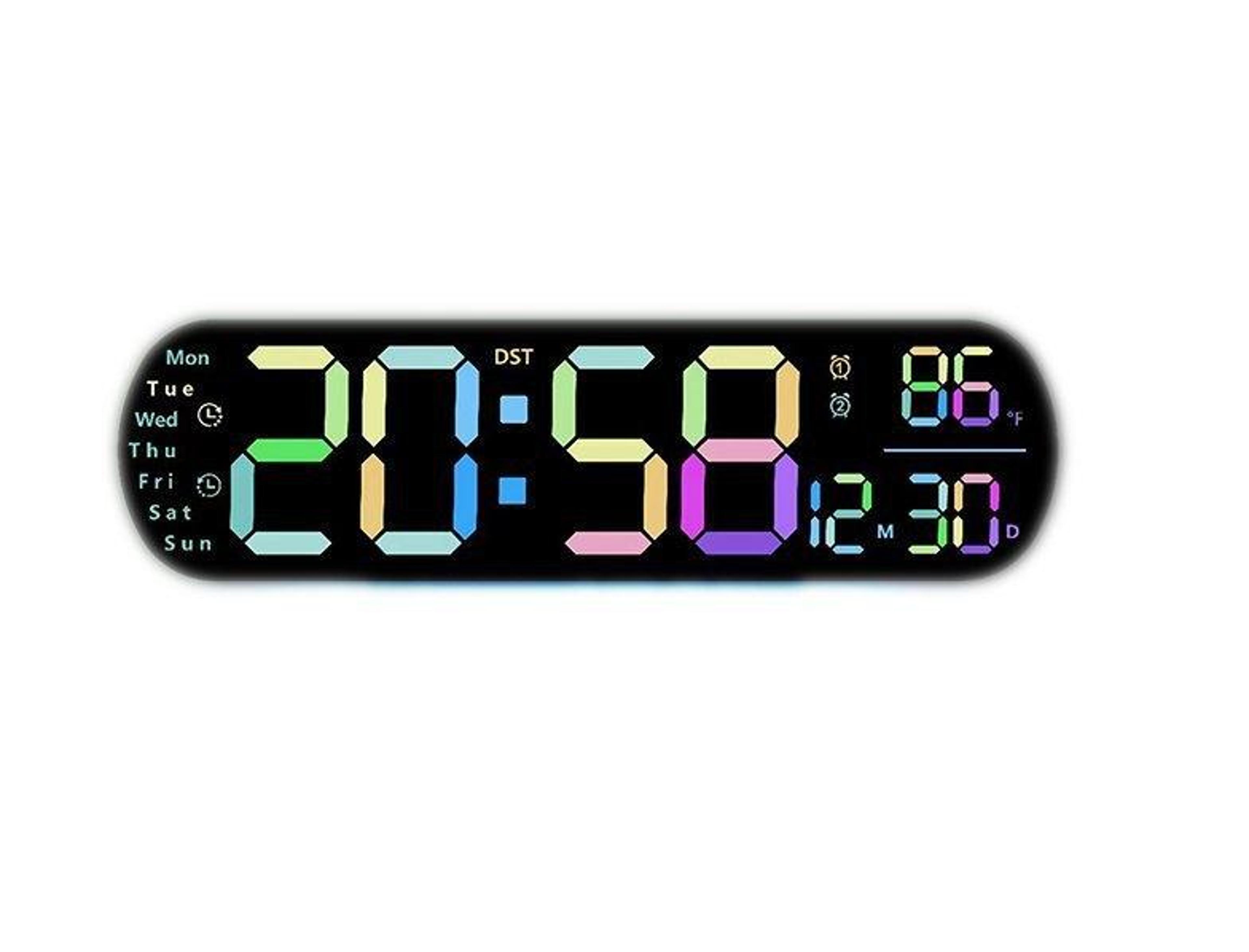 Smart LED Wall Clock With Remote Control Ambient Light Calendar  Temperature Display 8