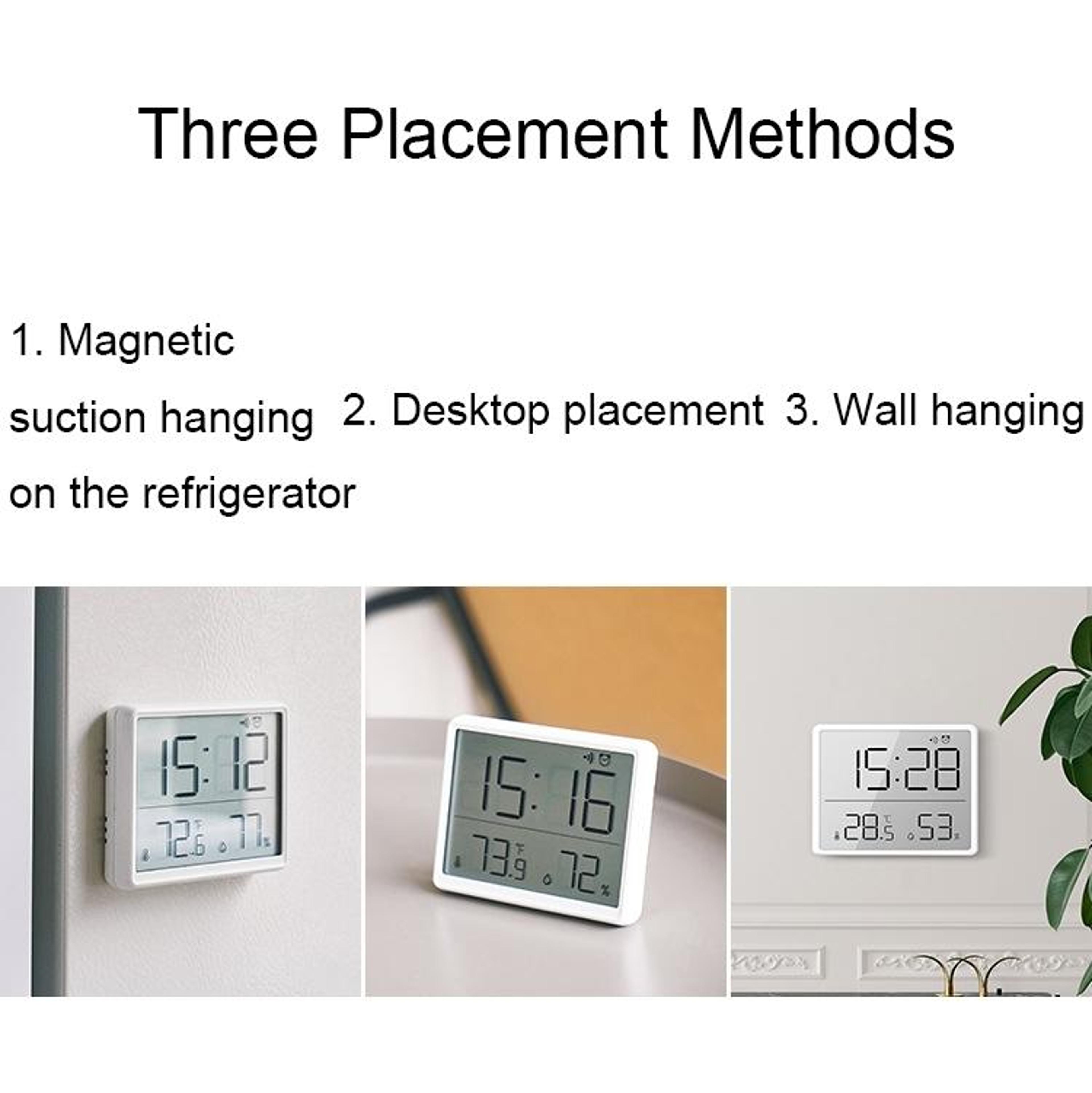 Smart Magnetic Digital Temperature Clock With LCD Display Alarm  Humidity Monitor 4