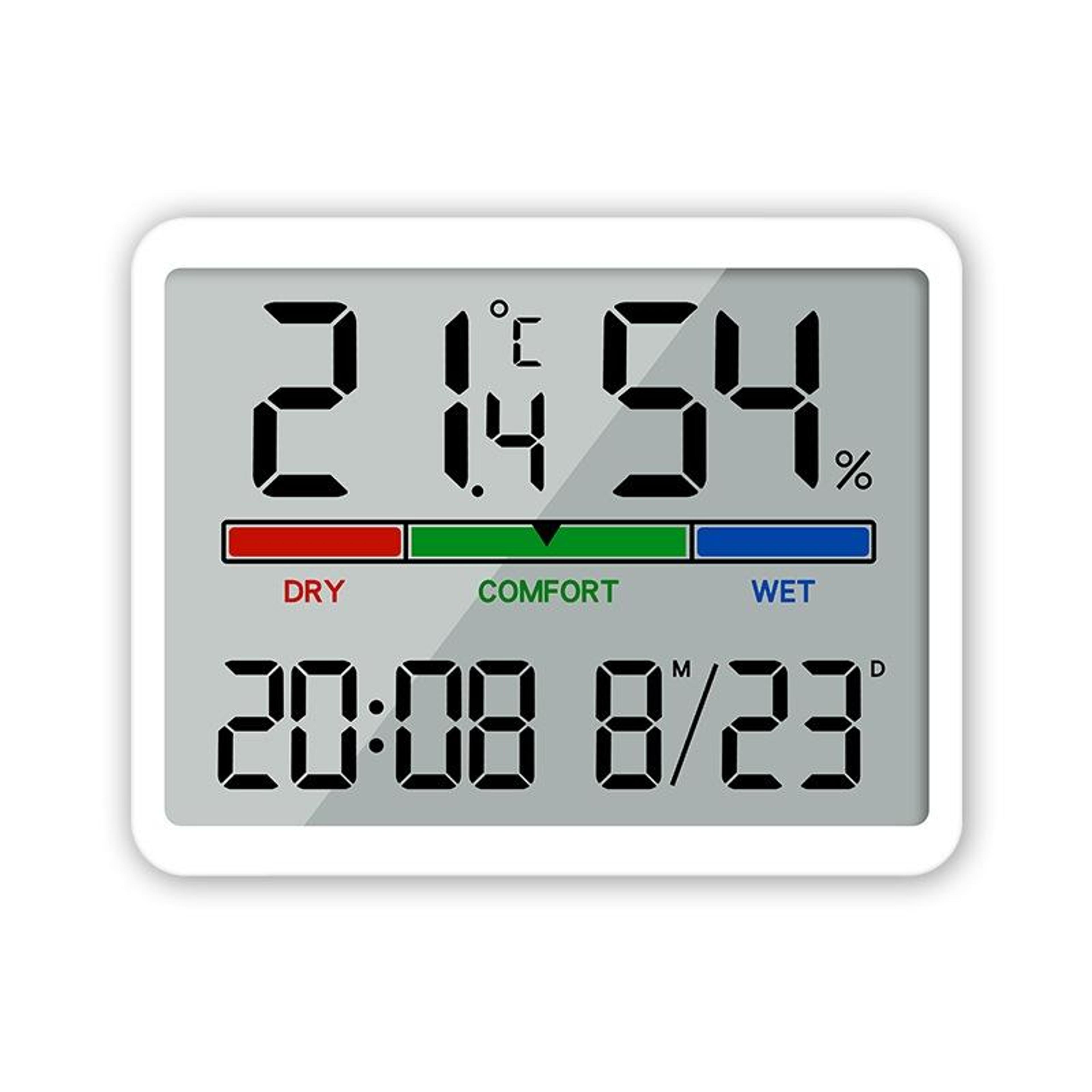 ComfortSense Magnetic Digital Alarm Clock With Large LCD Temperature  Humidity Monitor 2