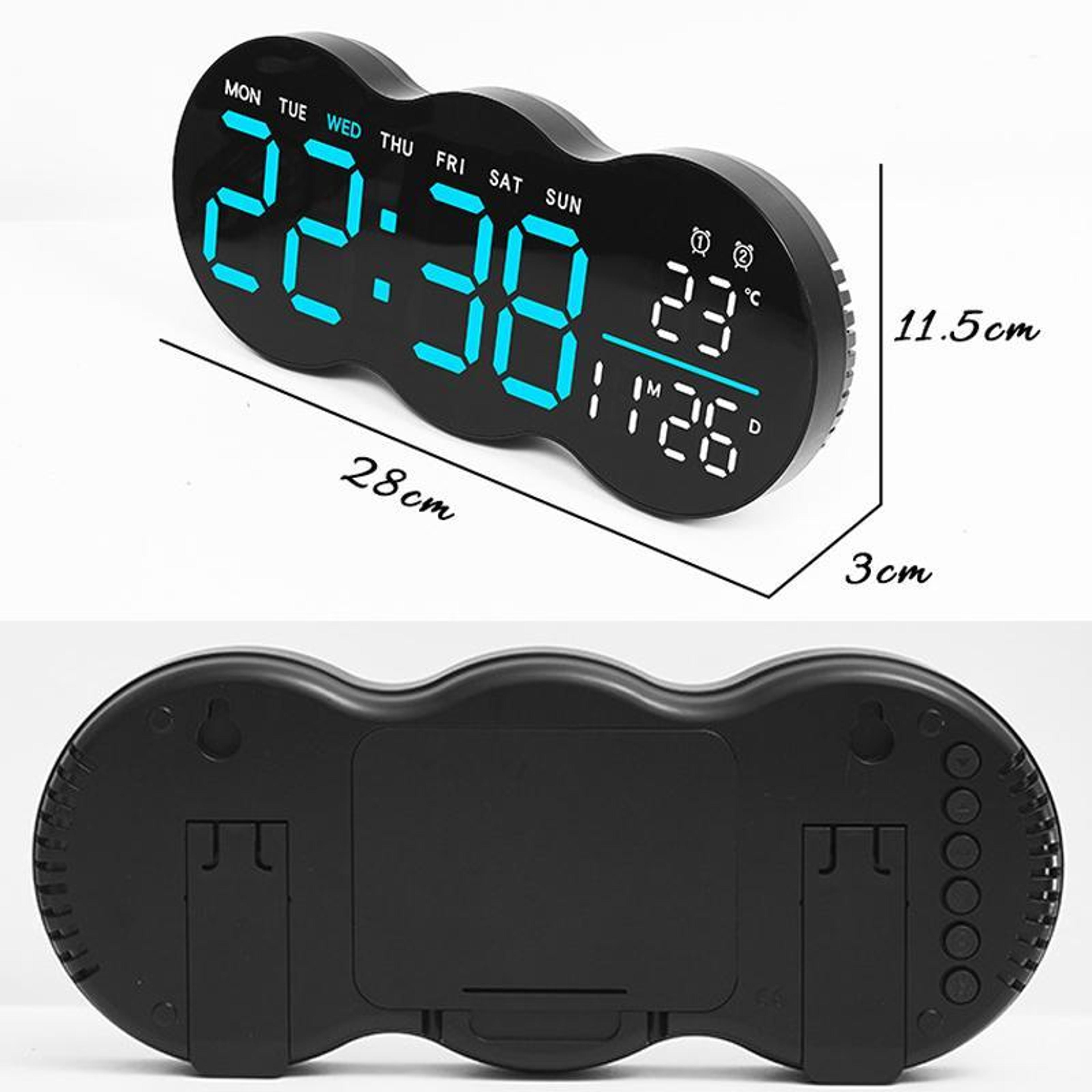 SmartGlow LED Digital Wall Clock With Remote Control Alarm  Temperature Display 10