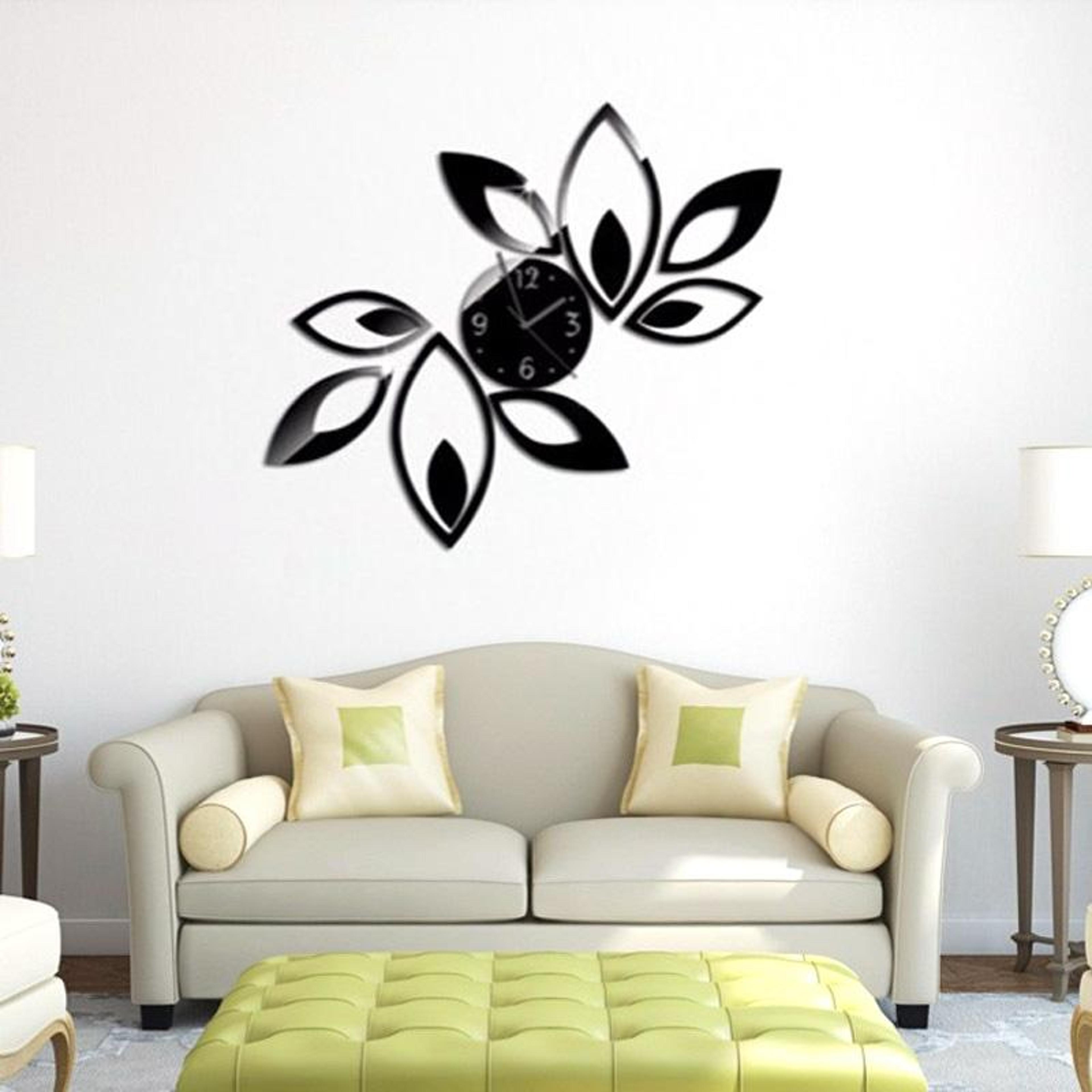 Crystal Bloom 3D Mirror Wall Clock Sticker Modern DIY Acrylic Floral Wall Decor 1