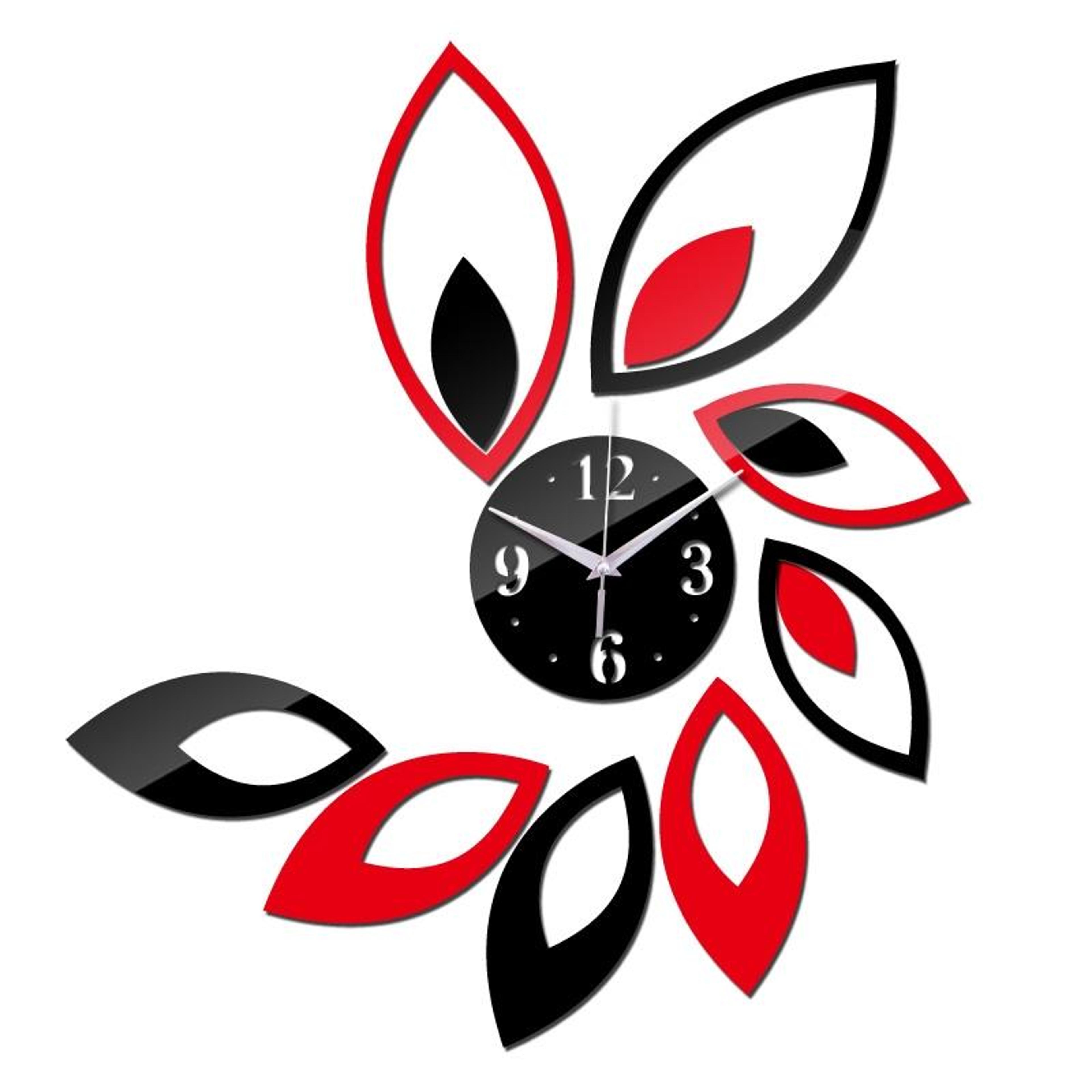 Crystal Bloom 3D Mirror Wall Clock Sticker Modern DIY Acrylic Floral Wall Decor 2