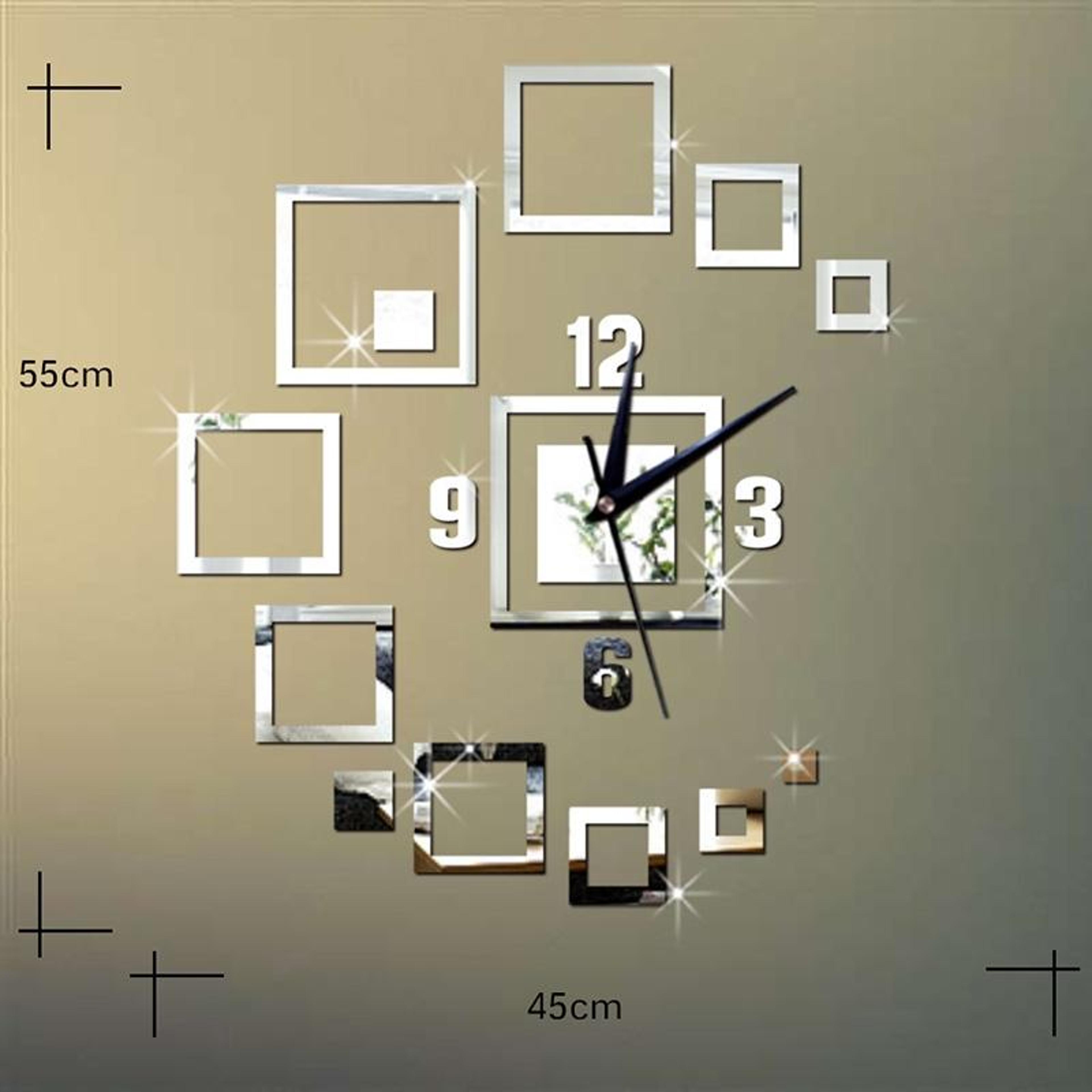 Modern 3D Mirror Wall Clock DIY Silent Acrylic Decorative Clock For Living Room  Bedroom 6