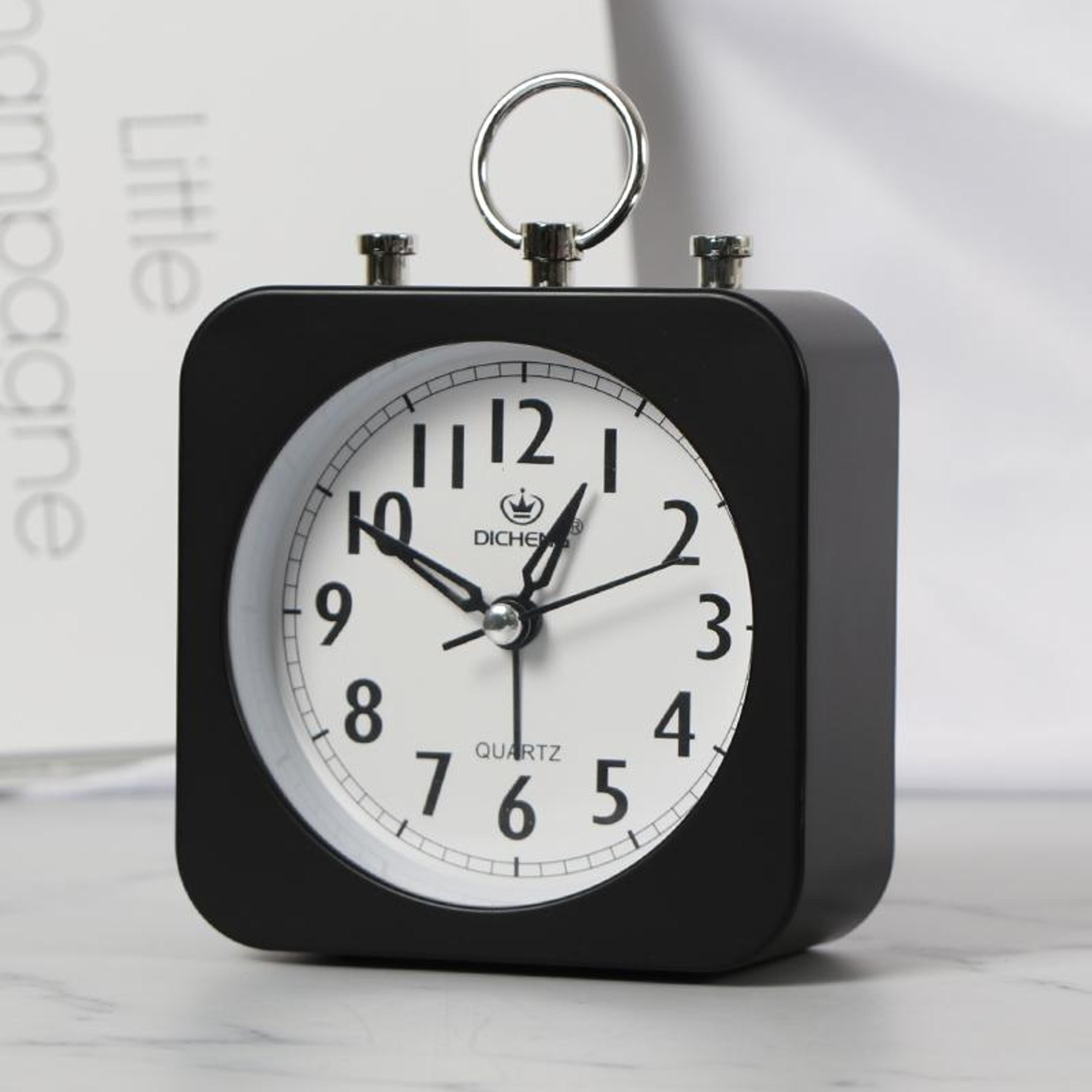SilentSweep Mini Analog Alarm Clock For Bedroom Office  Desktop 8