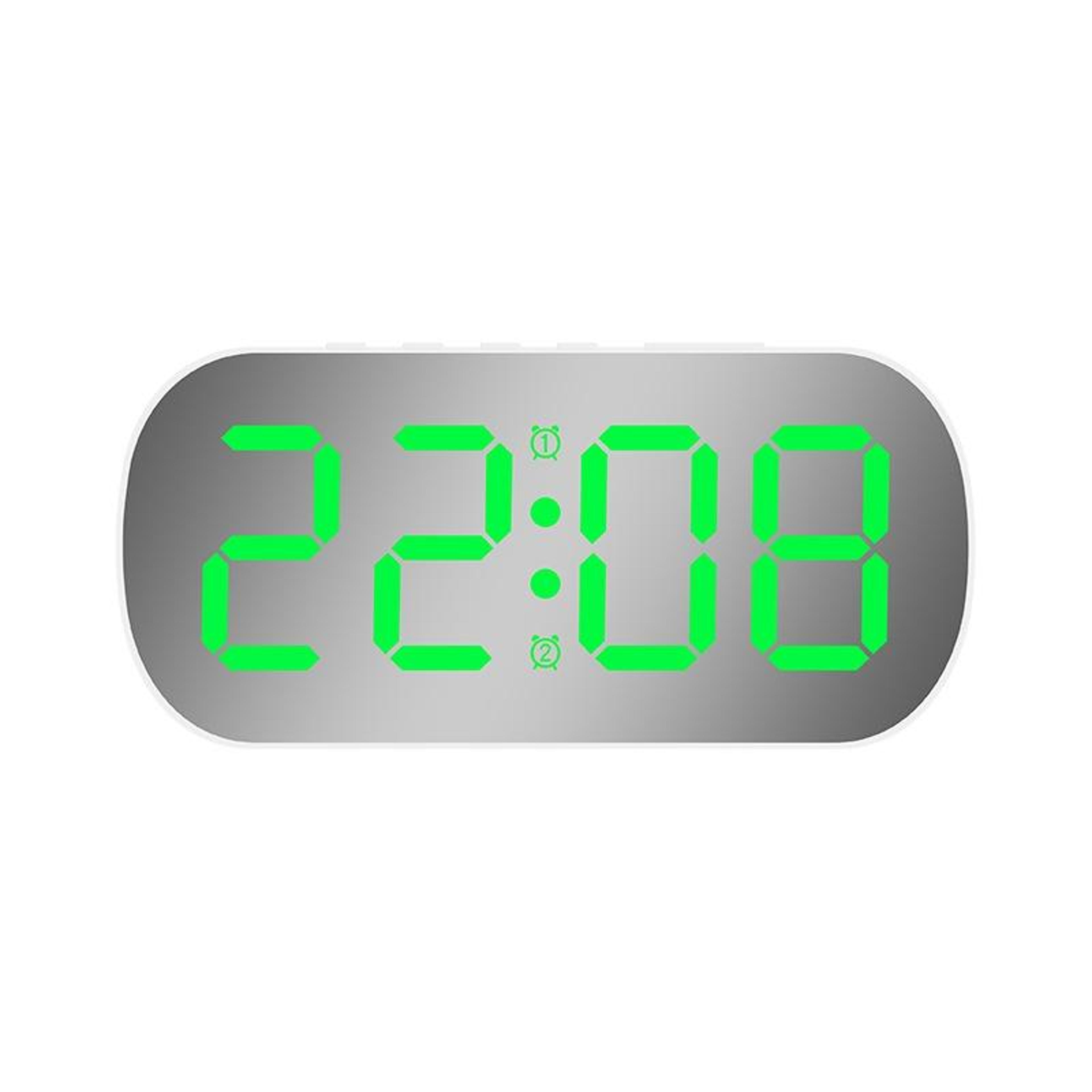Smart Mirror LED Alarm Clock With Temperature Display  Voice Wake Up 9