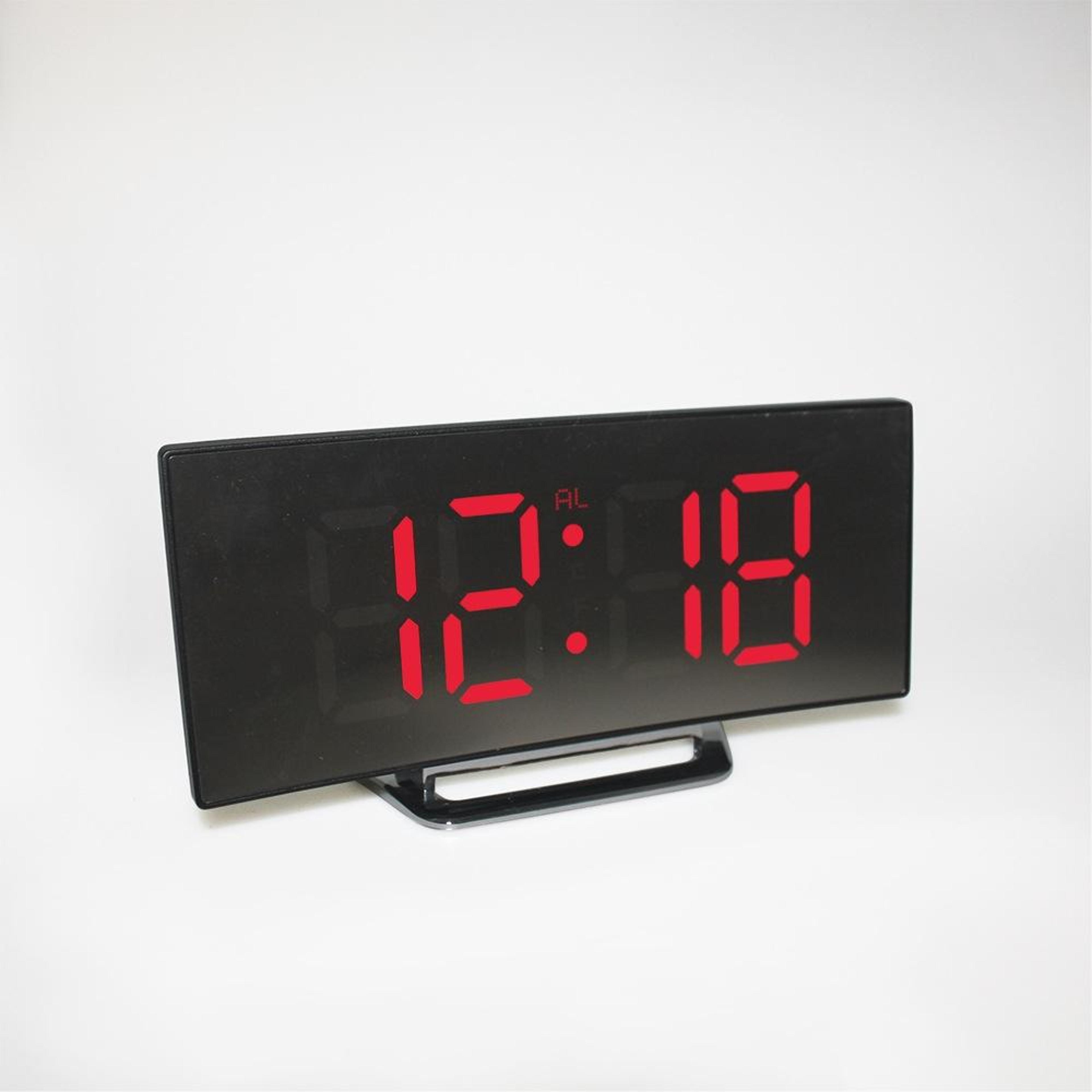 LED Mirror Alarm Clock With Curved Display  Silent Dual Power Design 6