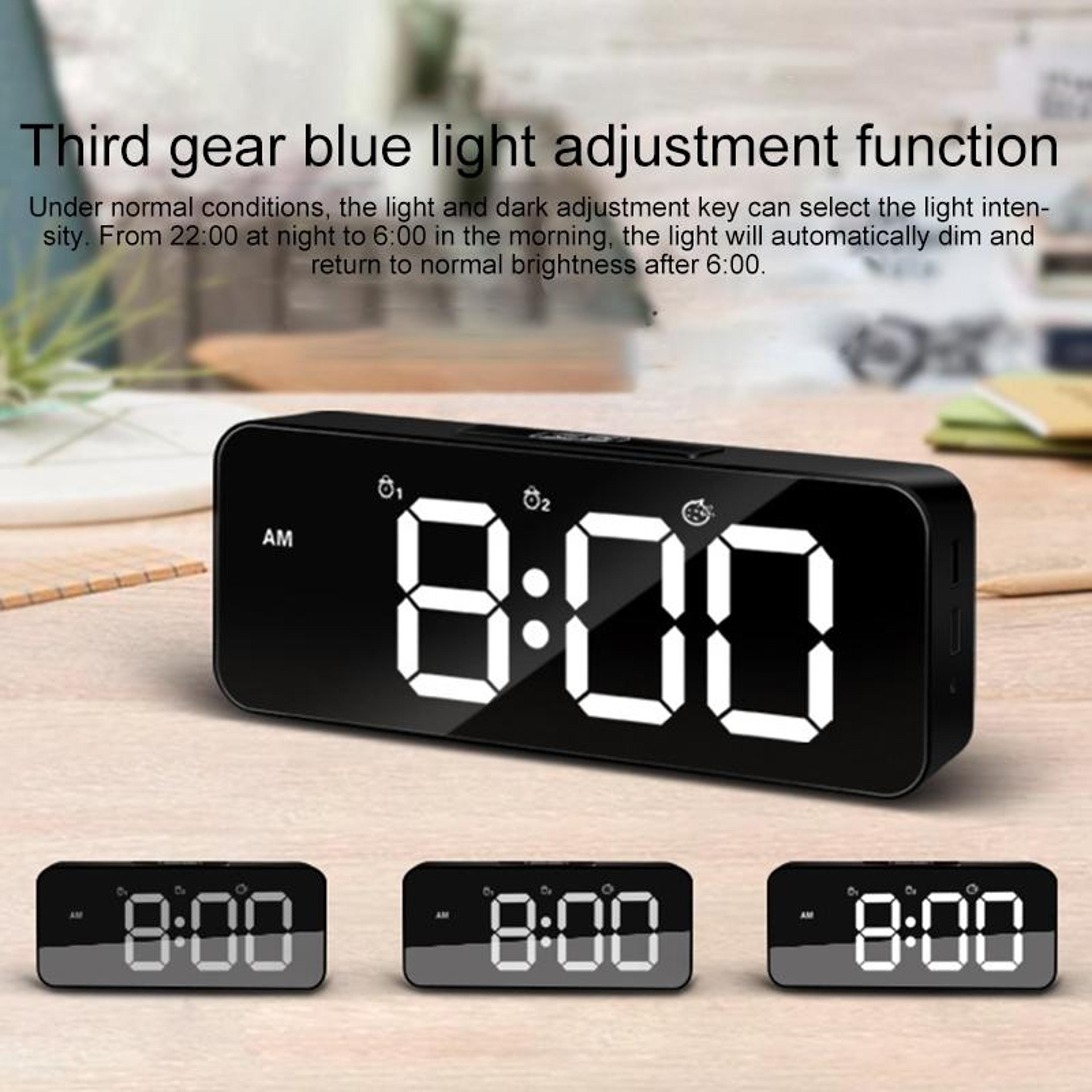 Smart LED Voice Control Alarm Clock With Dual USB Charging  Music WakeUp 6