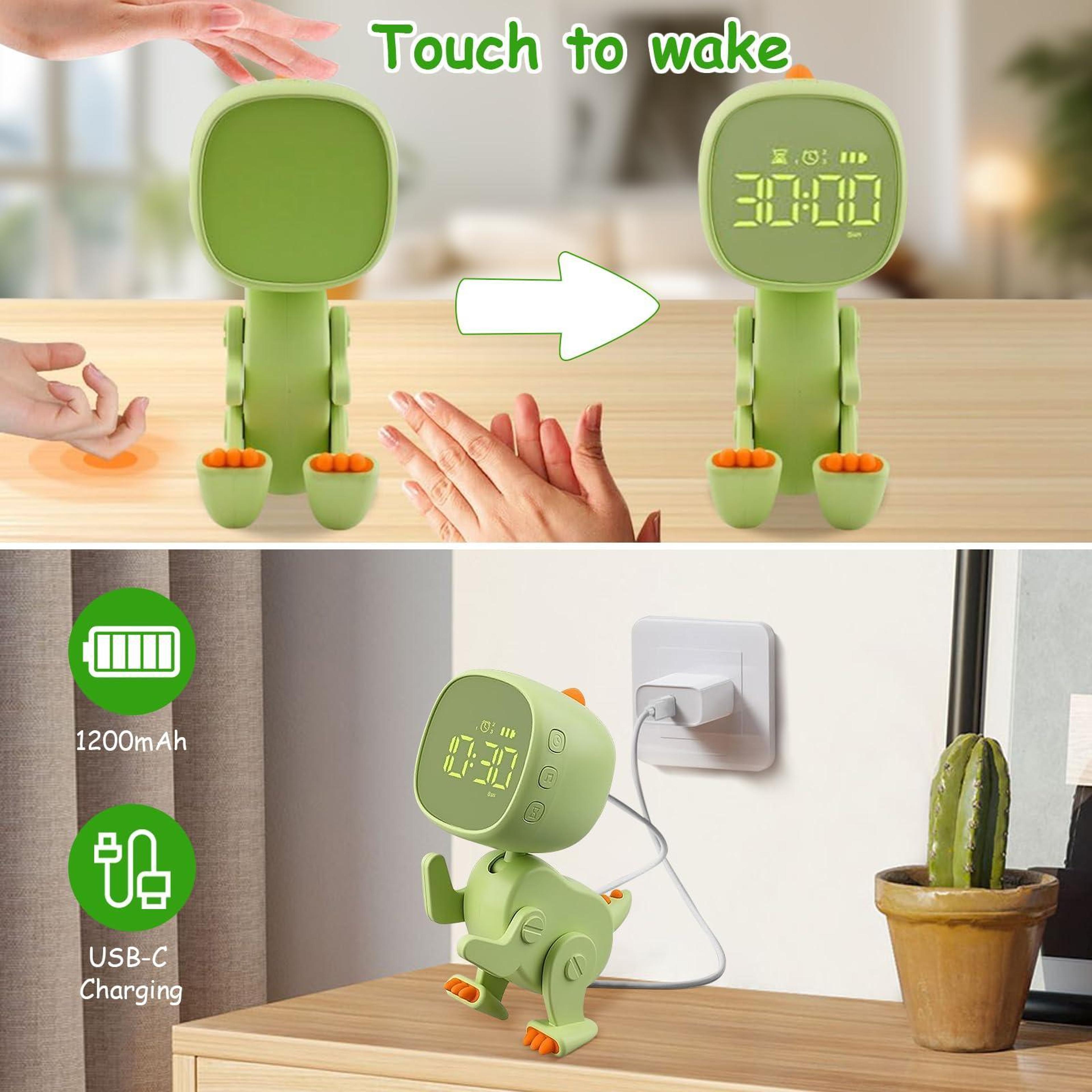 DinoGlow USB Rechargeable LED Alarm Clock Night Light With Timer  Countdown 1