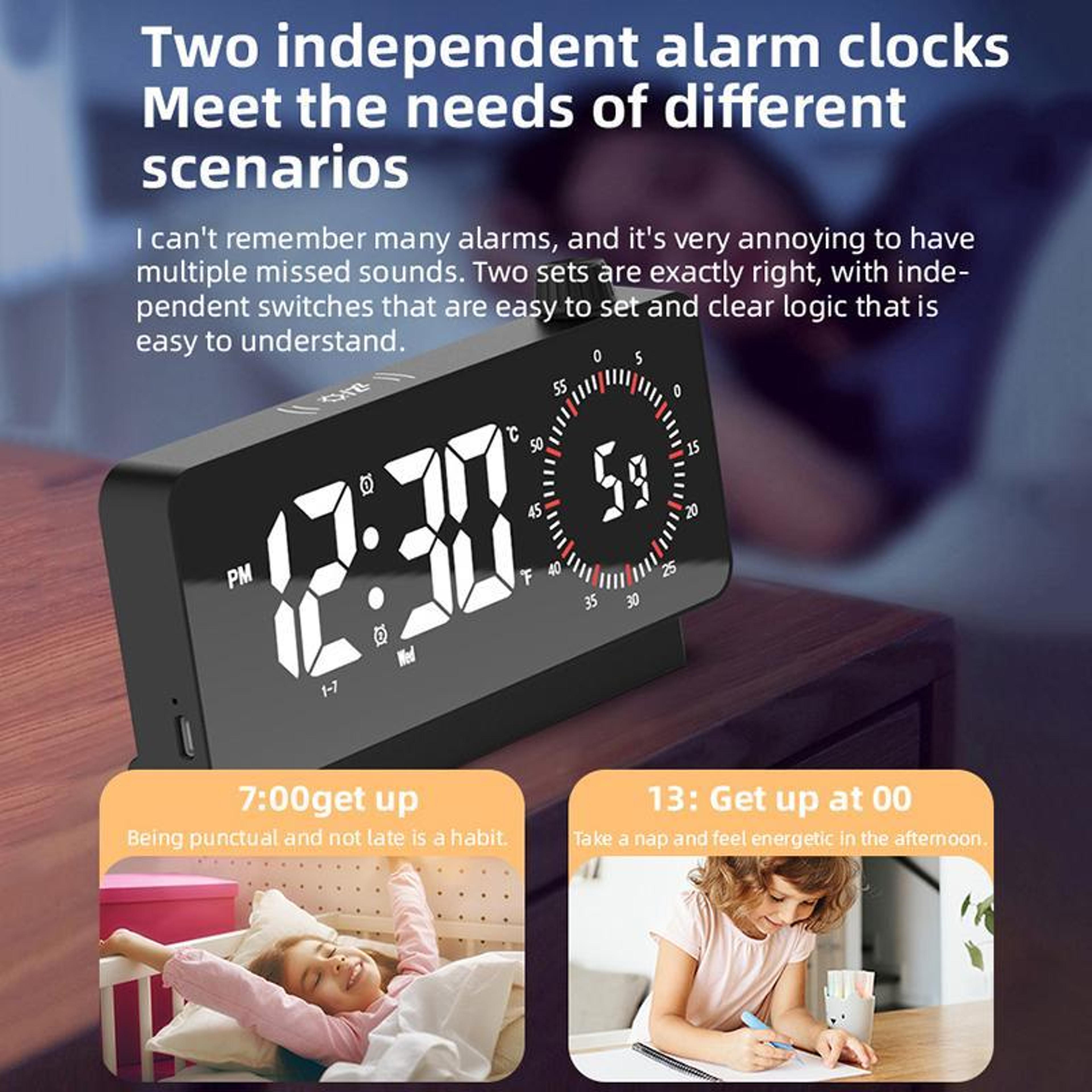 LumiMirror LED Alarm Clock With Visual Timer Dual Alarms  USB C Charging 2