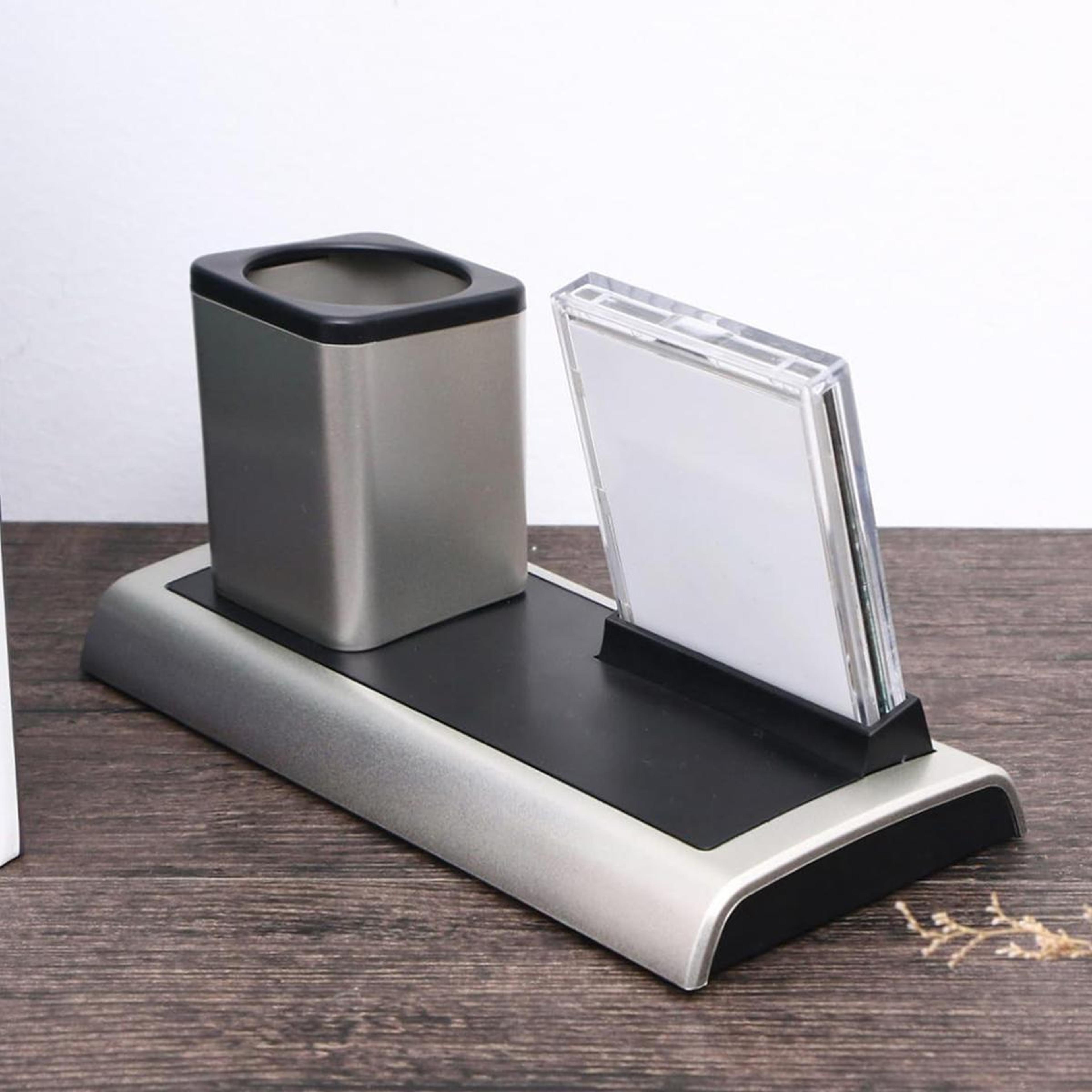 ColorGlow LED Desk Alarm Clock With Calendar Temperature Display  Pen Holder 3