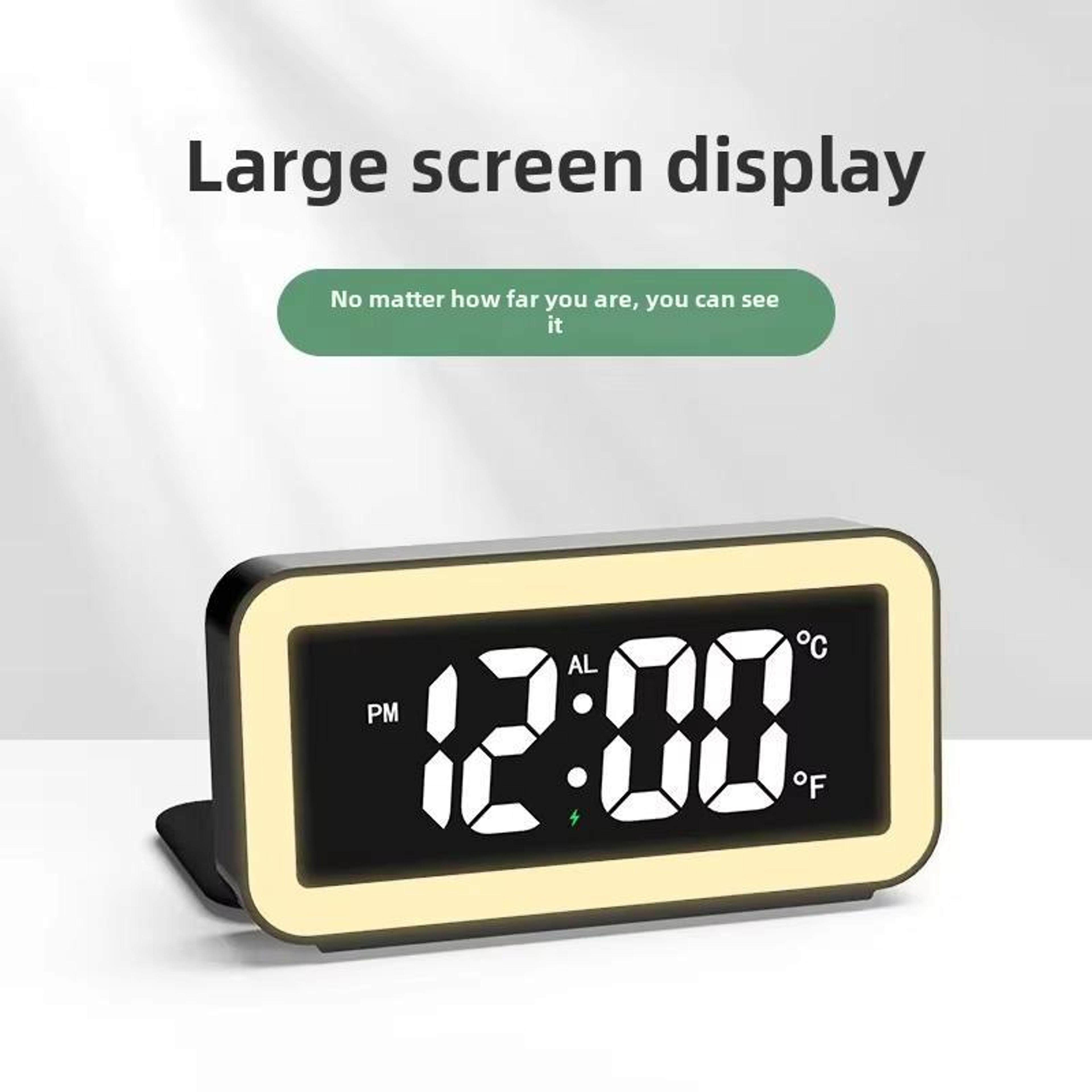AuraCharge LED Alarm Clock With Wireless Charging Temperature Display  Ambient Night Light 2