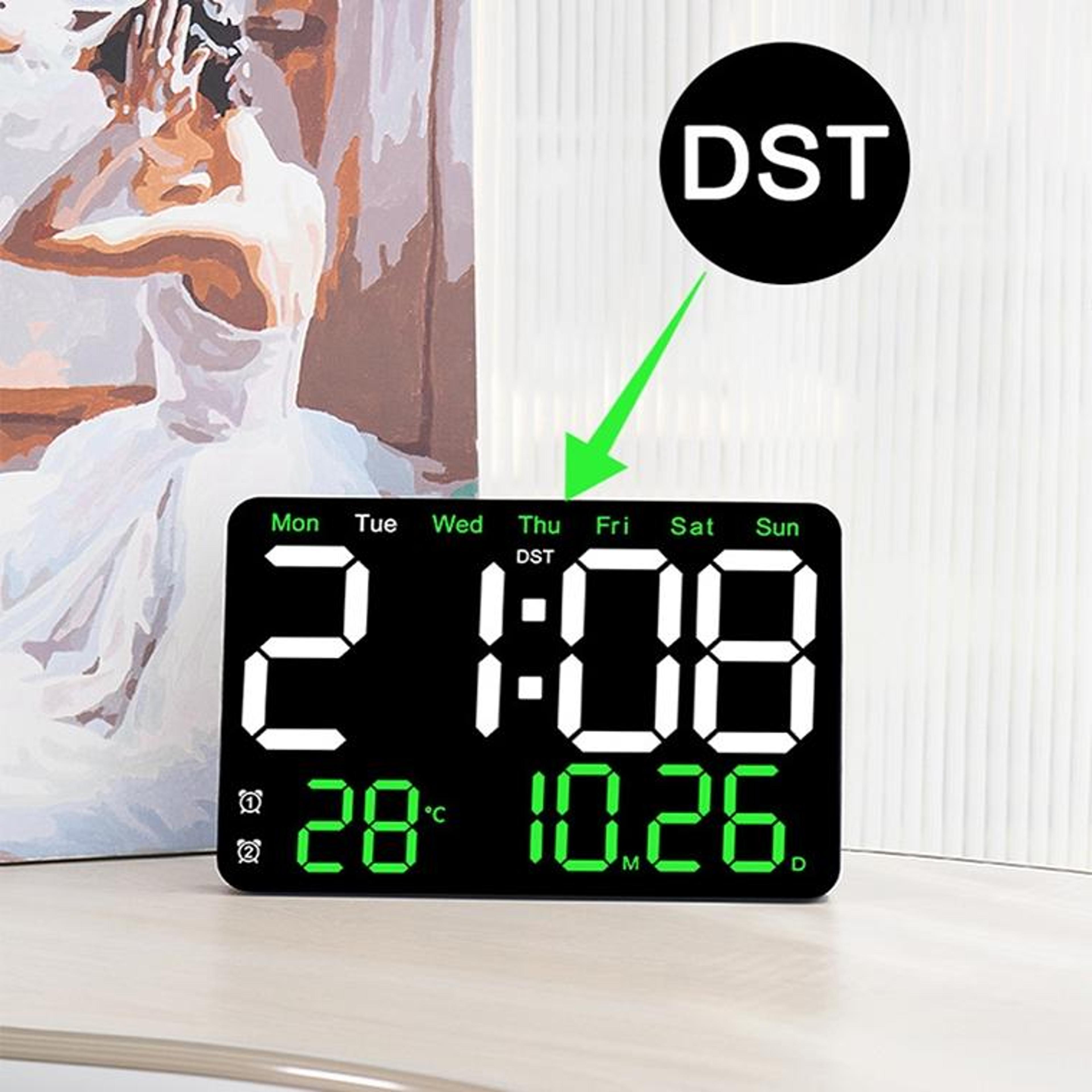 Smart LED Digital Wall Clock With Auto Brightness Temperature Display  Silent Alarm 7