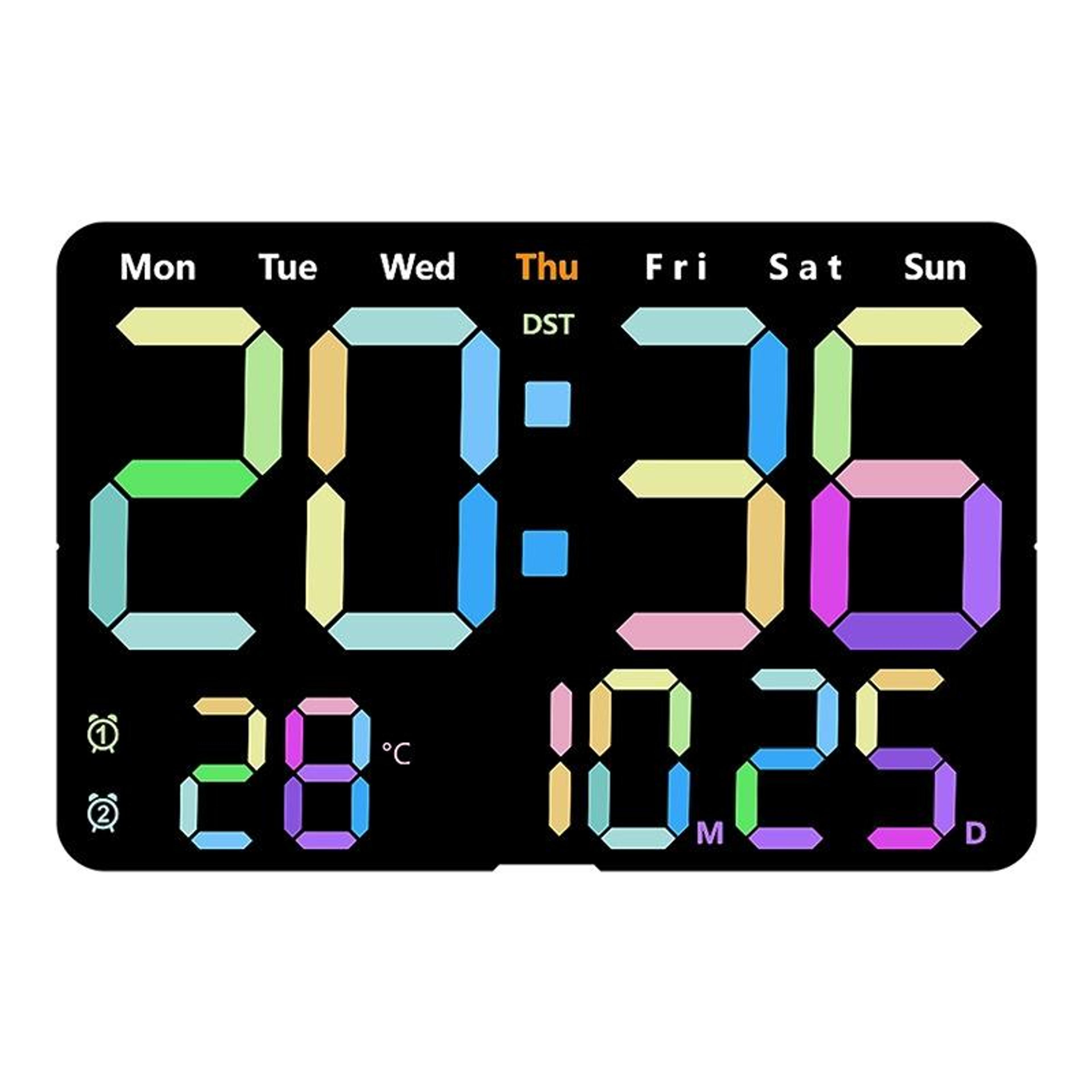 Smart LED Digital Wall Clock With Auto Brightness Temperature Display  Silent Alarm 11