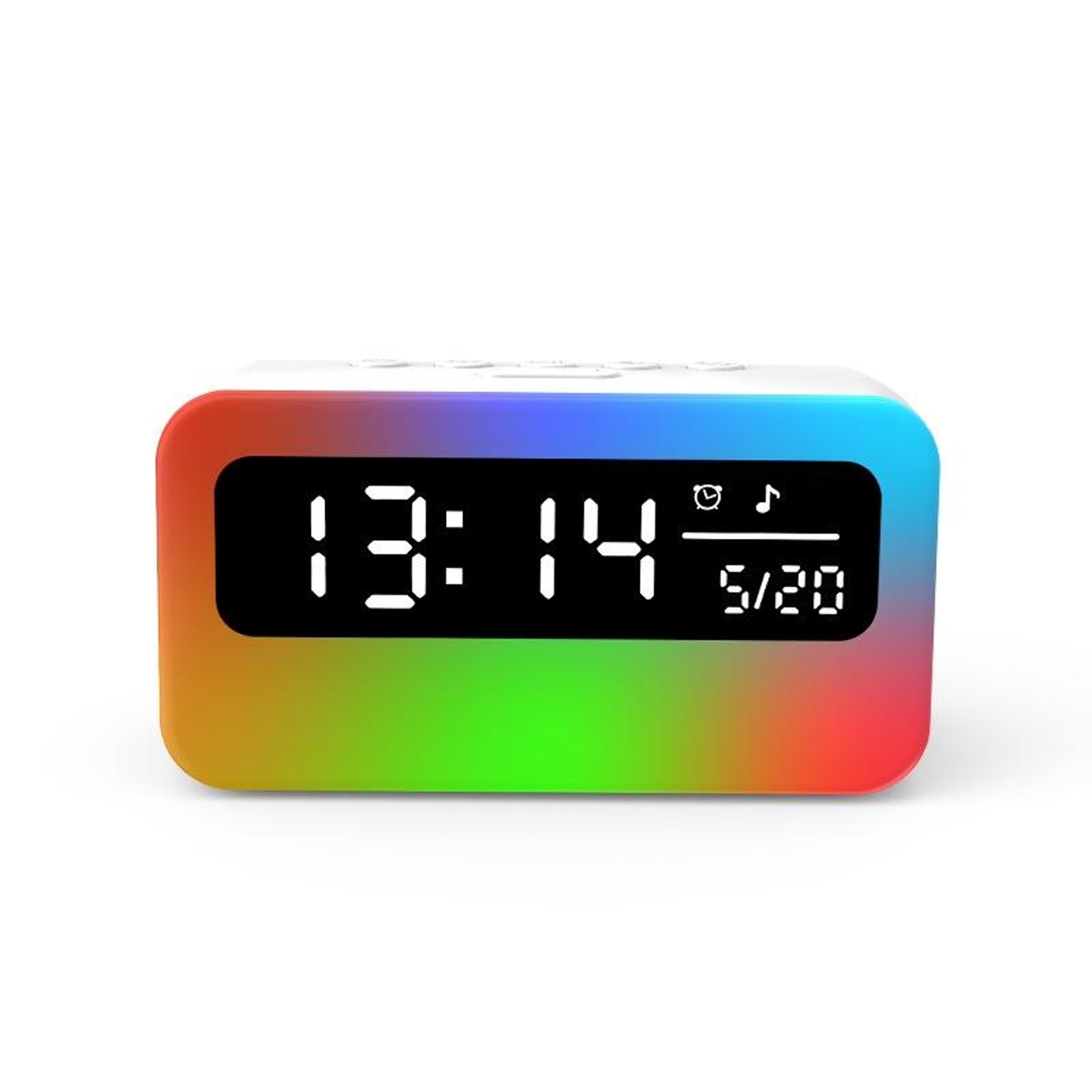 sunrise wake smart bluetooth speaker alarm clock with rgb night light & app control