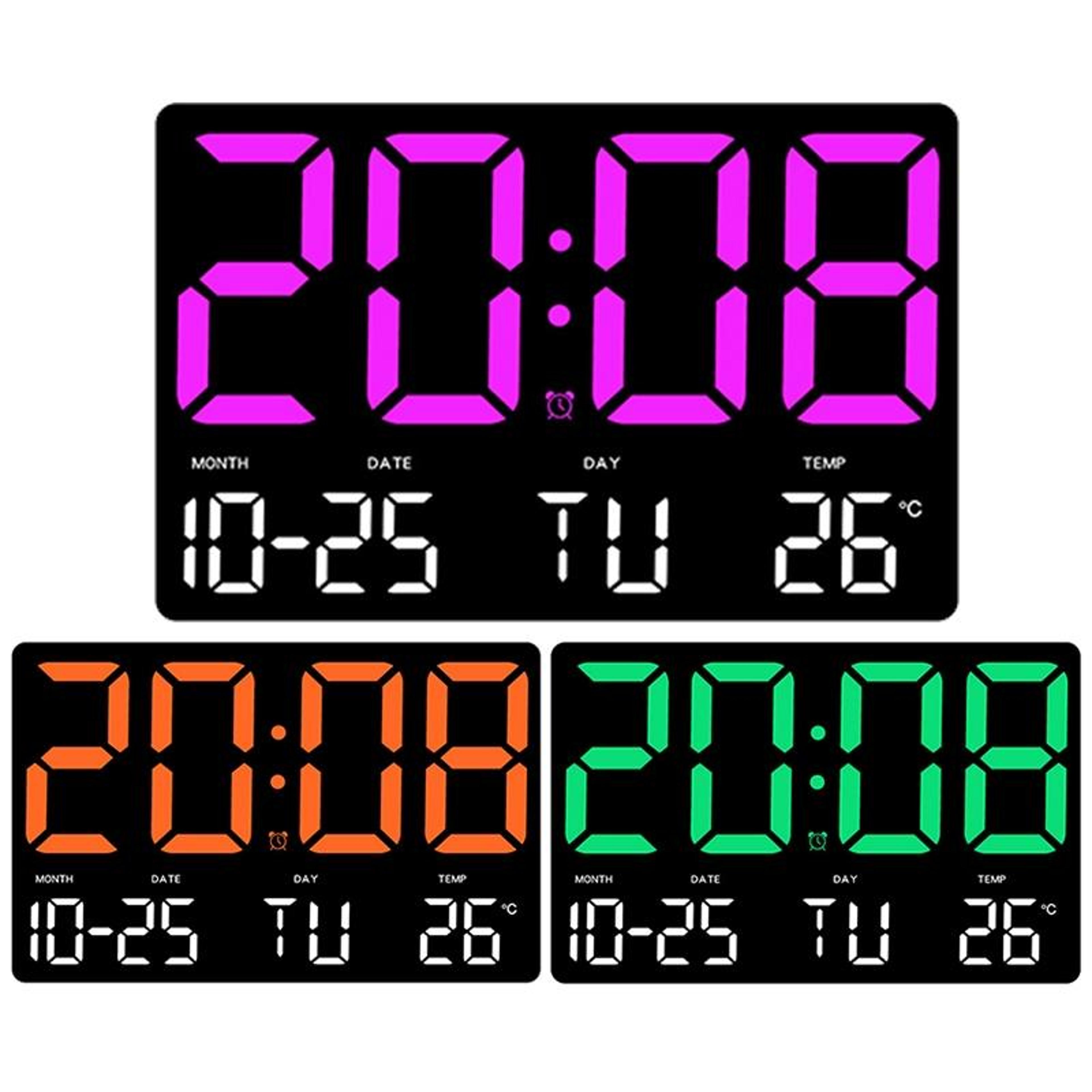 Large Display LED Digital Clock With Temperature Calendar  Adjustable Brightness 2