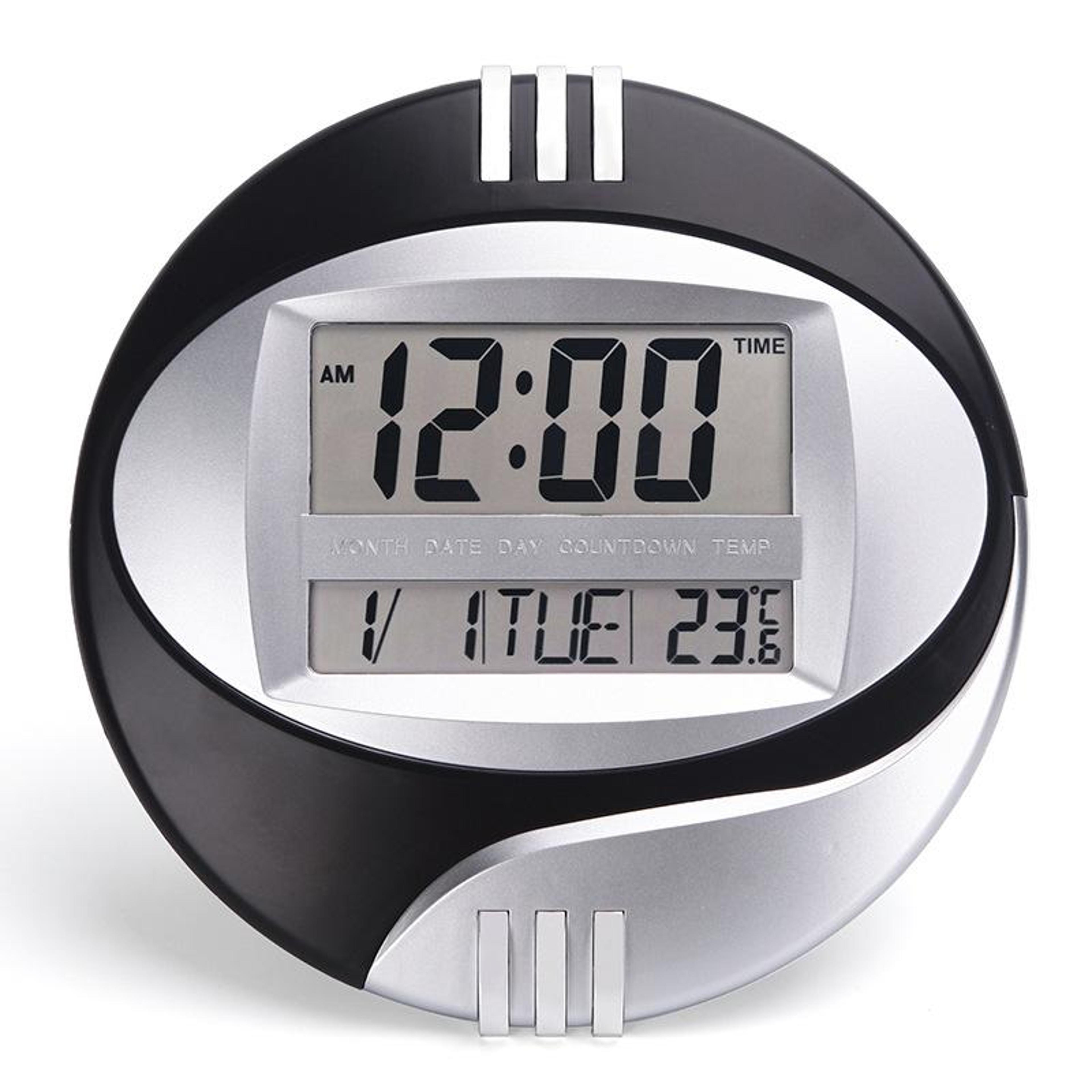 3885N Large LCD Digital Wall  Desk Clock With Temperature Display And Silent Alarm 6