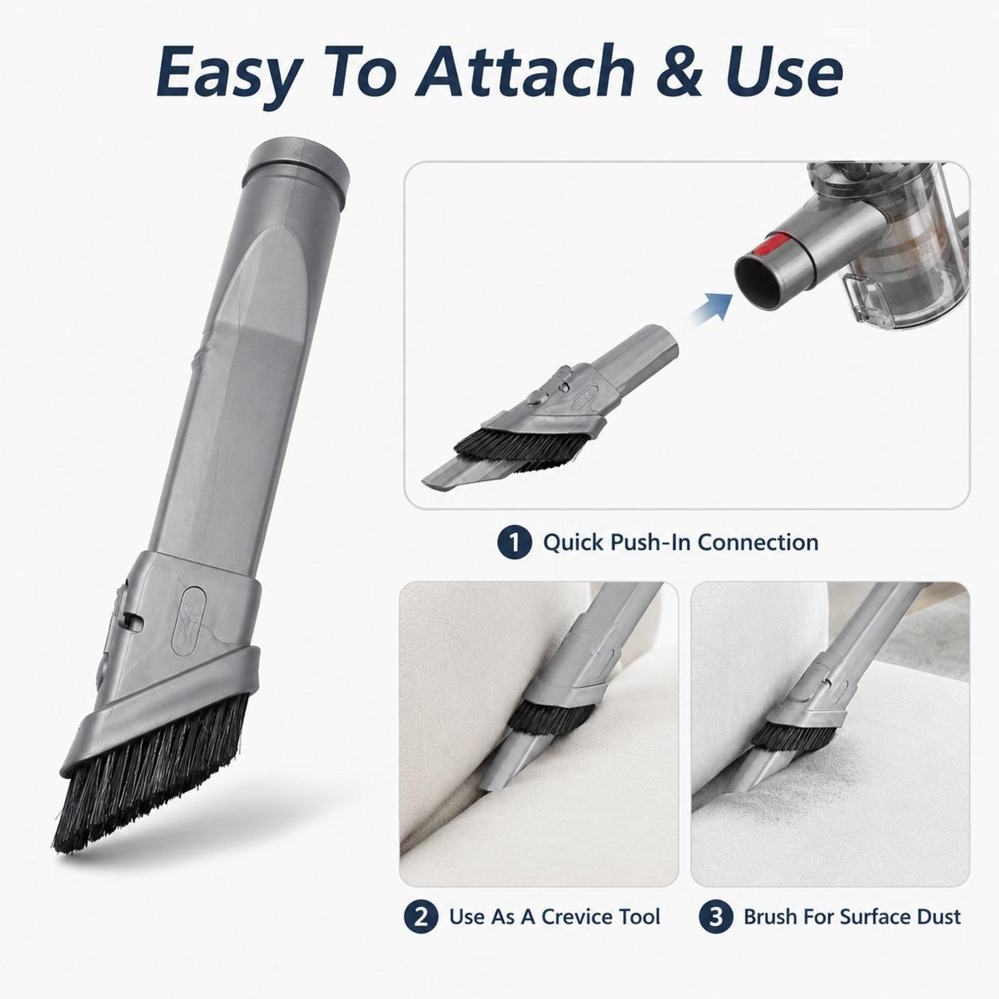Dyson V6 Narrow Brush Tool Attachment With Retractable Stiff Bristles For Deep Crevice Cleaning 3